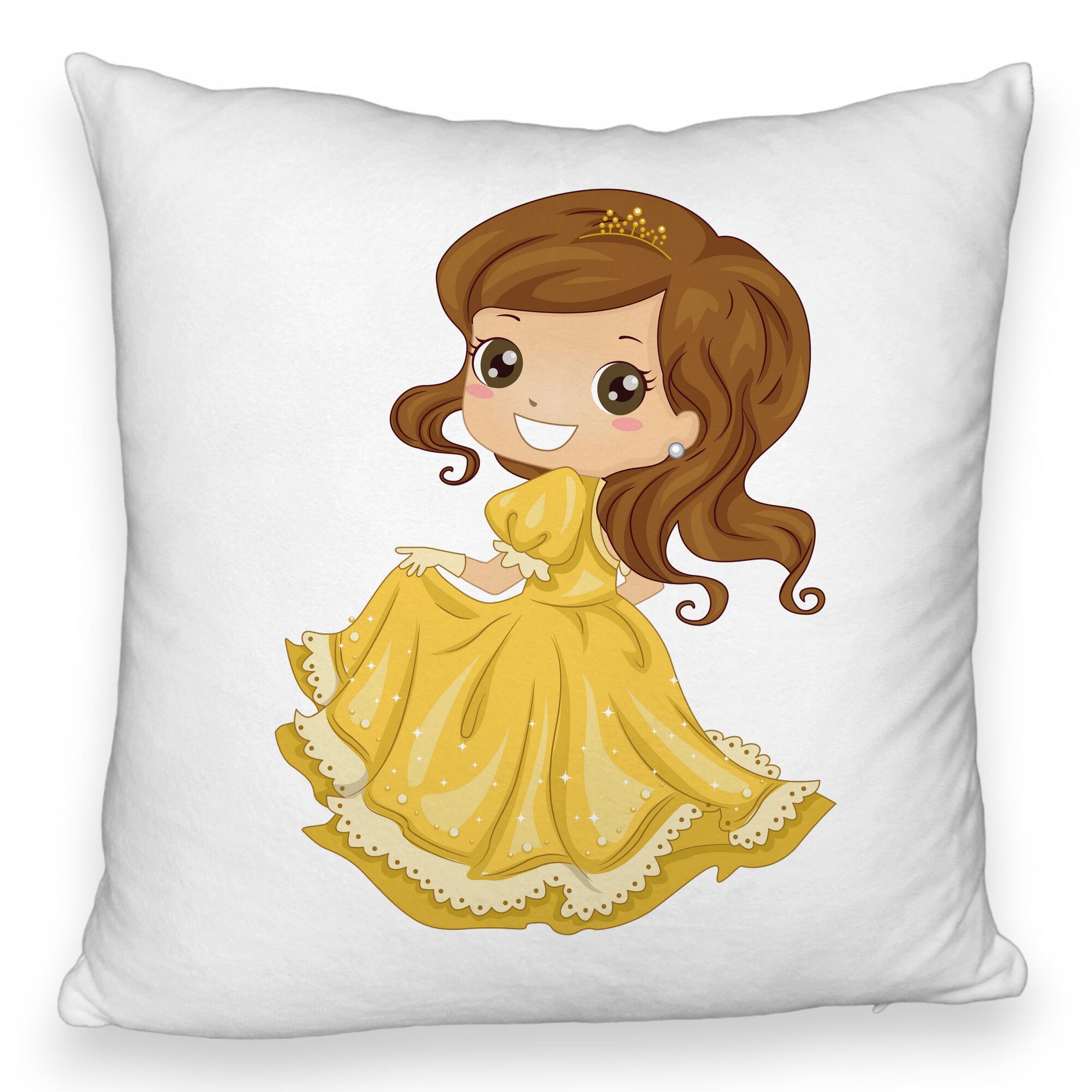 Perna Decorativa Fluffy, Model Printesa cu Coroana, 40x40 cm, Alba, Husa Detasabila, Burduf 6 Model Printesa cu Coroana