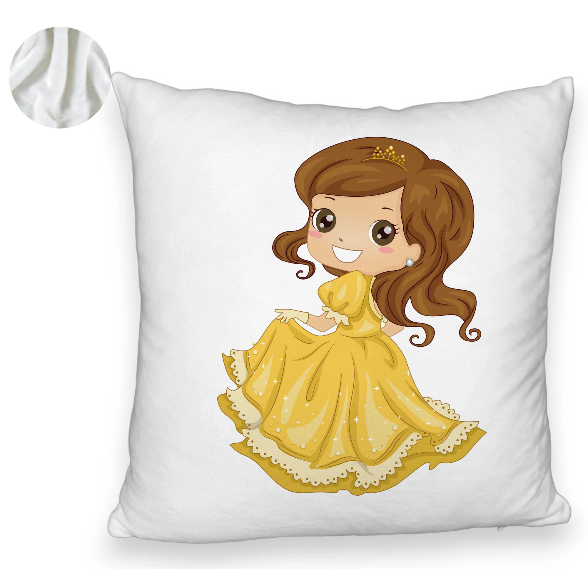 Perna Decorativa Fluffy, Model Printesa cu Coroana, 40x40 cm, Alba, Husa Detasabila, Burduf 5 Perna Decorativa Fluffy