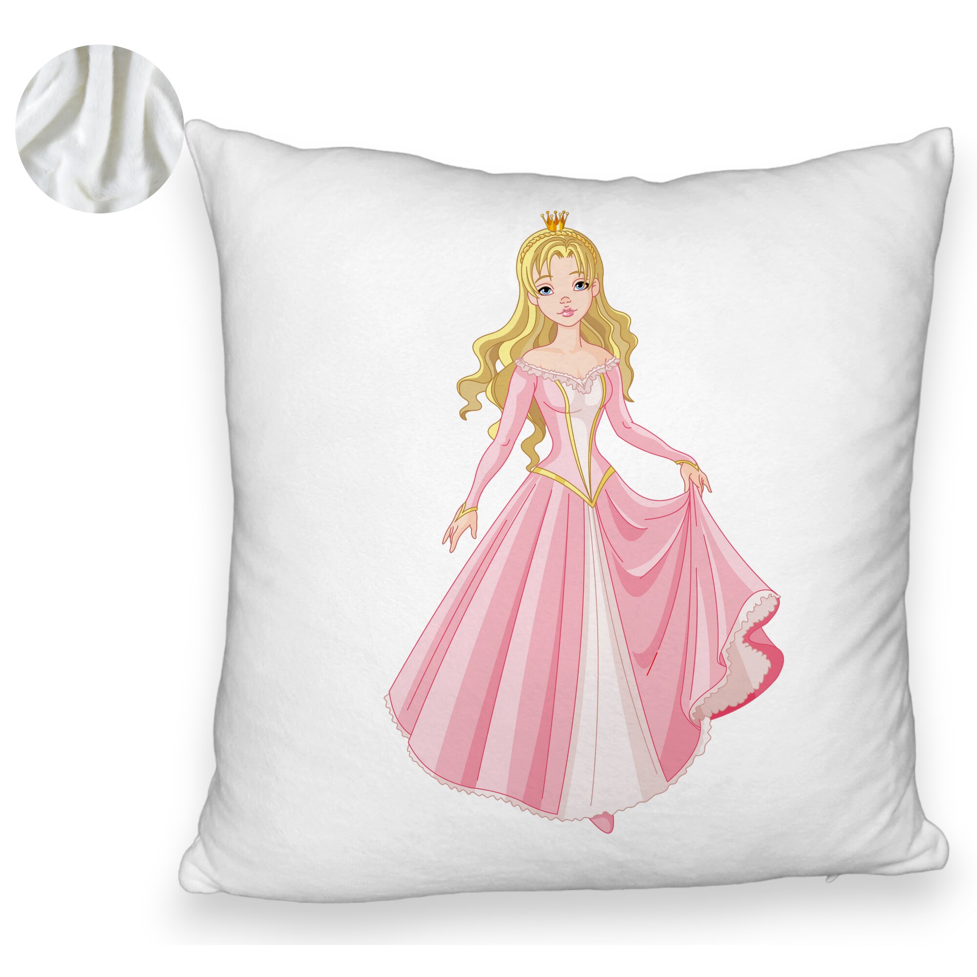 Perna Decorativa Fluffy, Model Printesa de Aur, 40x40 cm, Alba, Husa Detasabila, Burduf 6 Model Printesa de Aur
