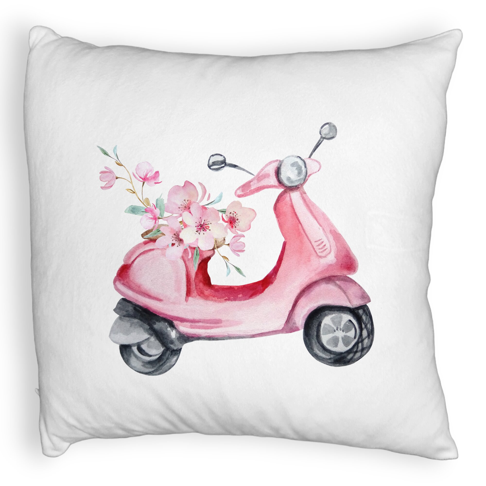 Perna Decorativa Fluffy, Model Rose Flower Bike, 40x40 cm, Alba, Husa Detasabila, Burduf 6 Model Rose Flower Bike