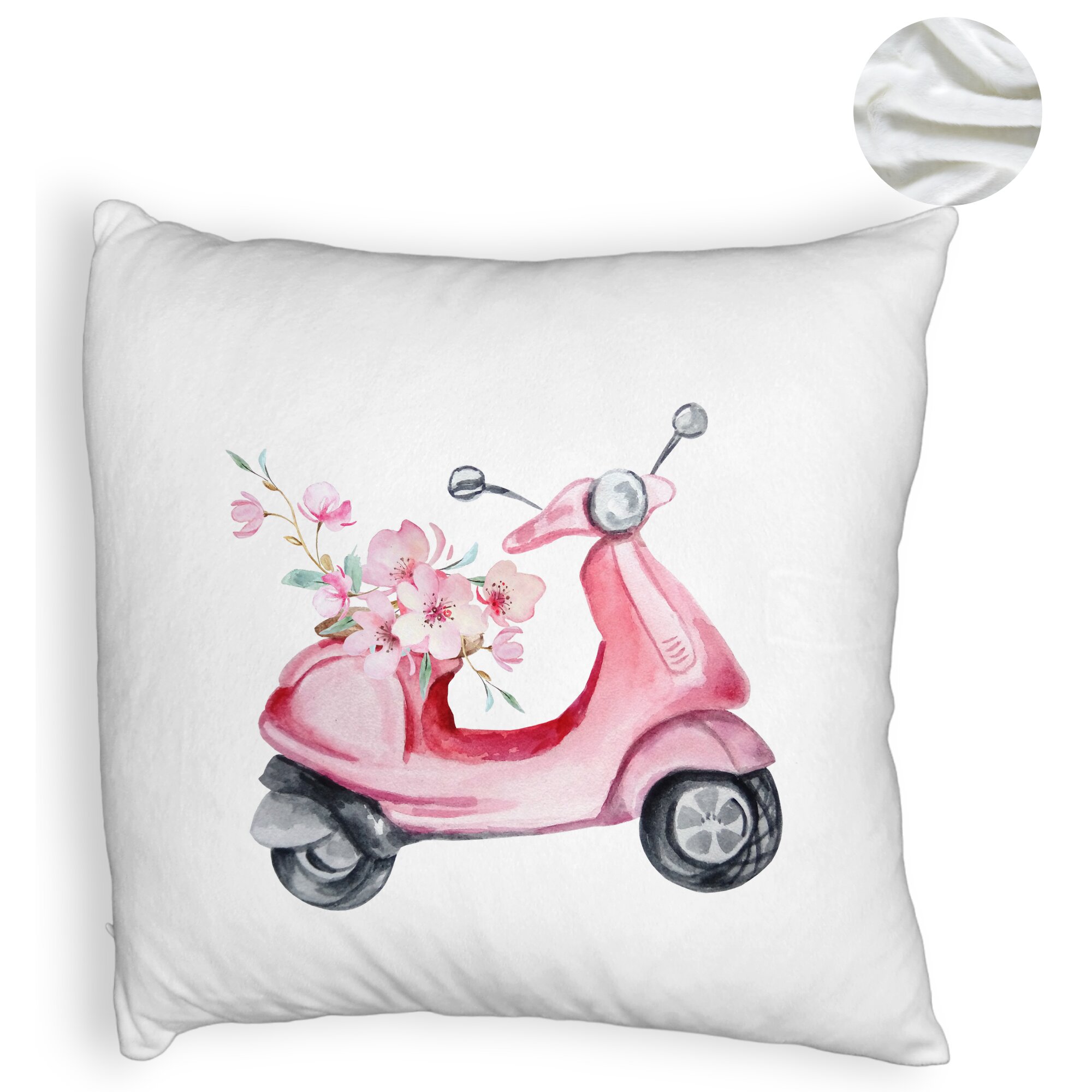 Perna Decorativa Fluffy, Model Rose Flower Bike, 40x40 cm, Alba, Husa Detasabila, Burduf 5 Perna Decorativa Fluffy