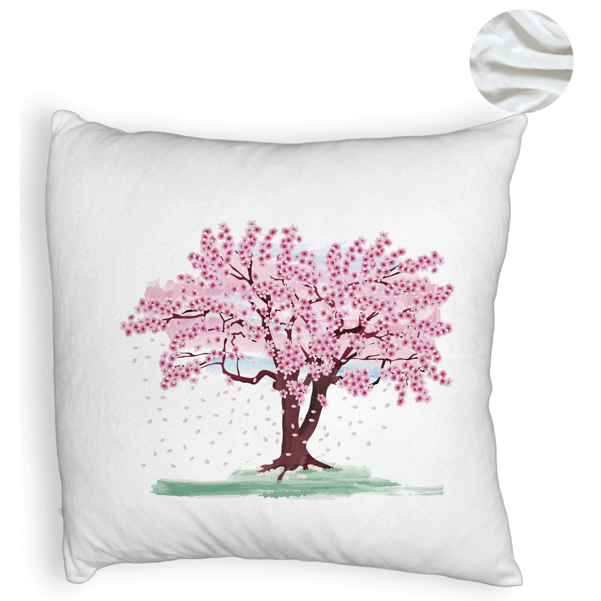 Perna Decorativa Fluffy, Model Rose Tree, 40x40 cm, Alba, Husa Detasabila, Burduf 5 Perna Decorativa Fluffy