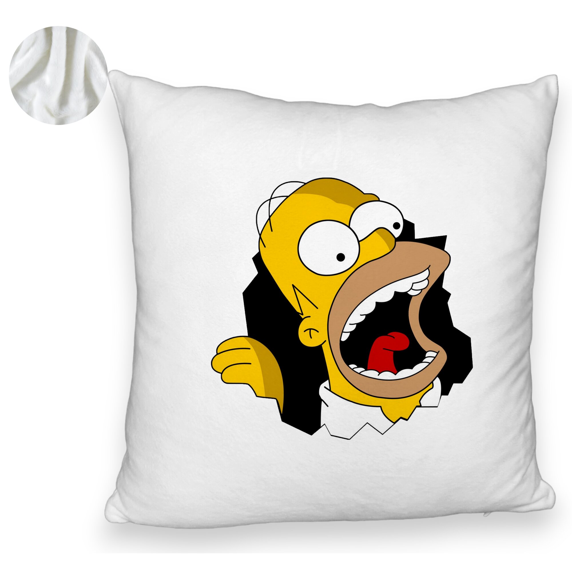 Perna Decorativa Fluffy, Model Simpsons Homer 2, 40x40 cm, Alba, Husa Detasabila, Burduf 6 Model Simpsons Homer 2