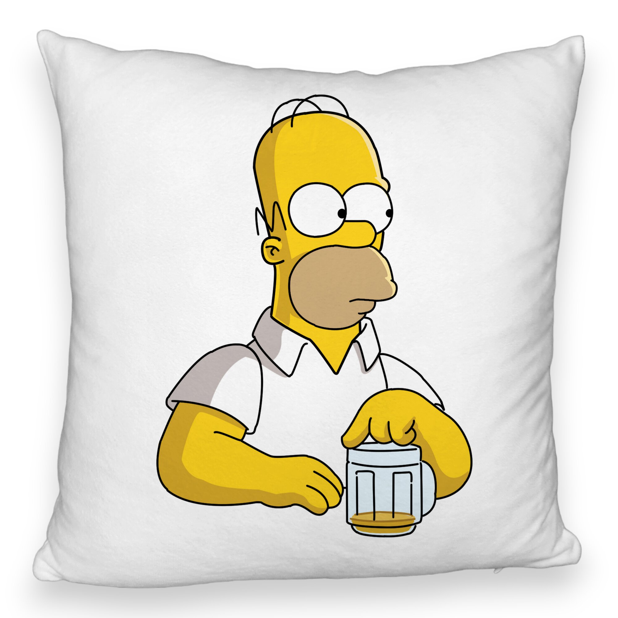 Perna Decorativa Fluffy, Model Simpsons Homer, 40x40 cm, Alba, Husa Detasabila, Burduf 5 Perna Decorativa Fluffy