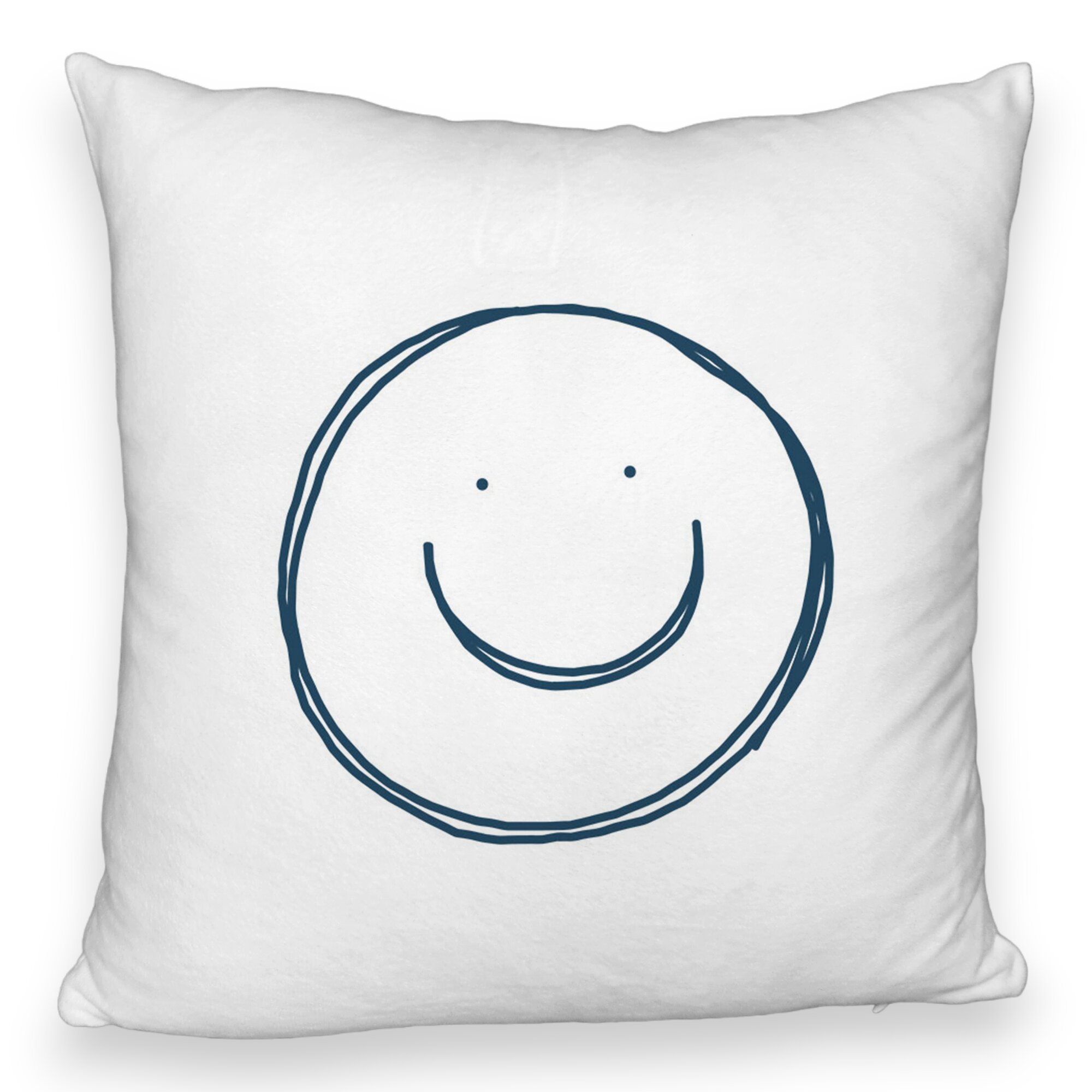 Perna Decorativa Fluffy, Model Smiley Face, 40x40 cm, Alba, Husa Detasabila, Burduf 6 Model Smiley Face