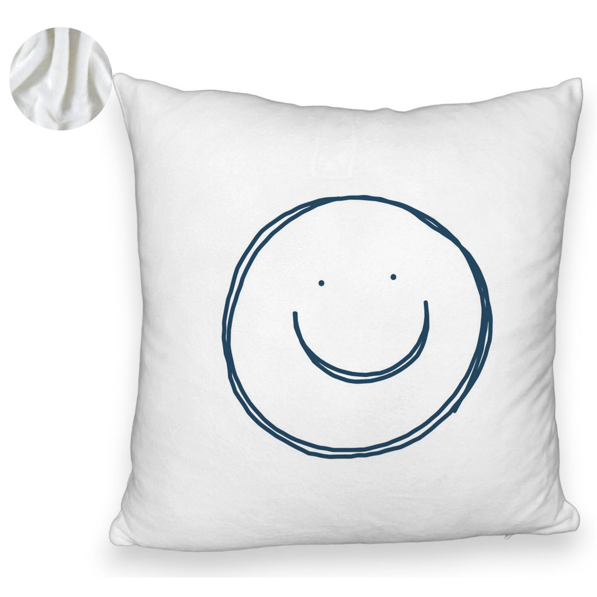 Perna Decorativa Fluffy, Model Smiley Face, 40x40 cm, Alba, Husa Detasabila, Burduf 5 Perna Decorativa Fluffy