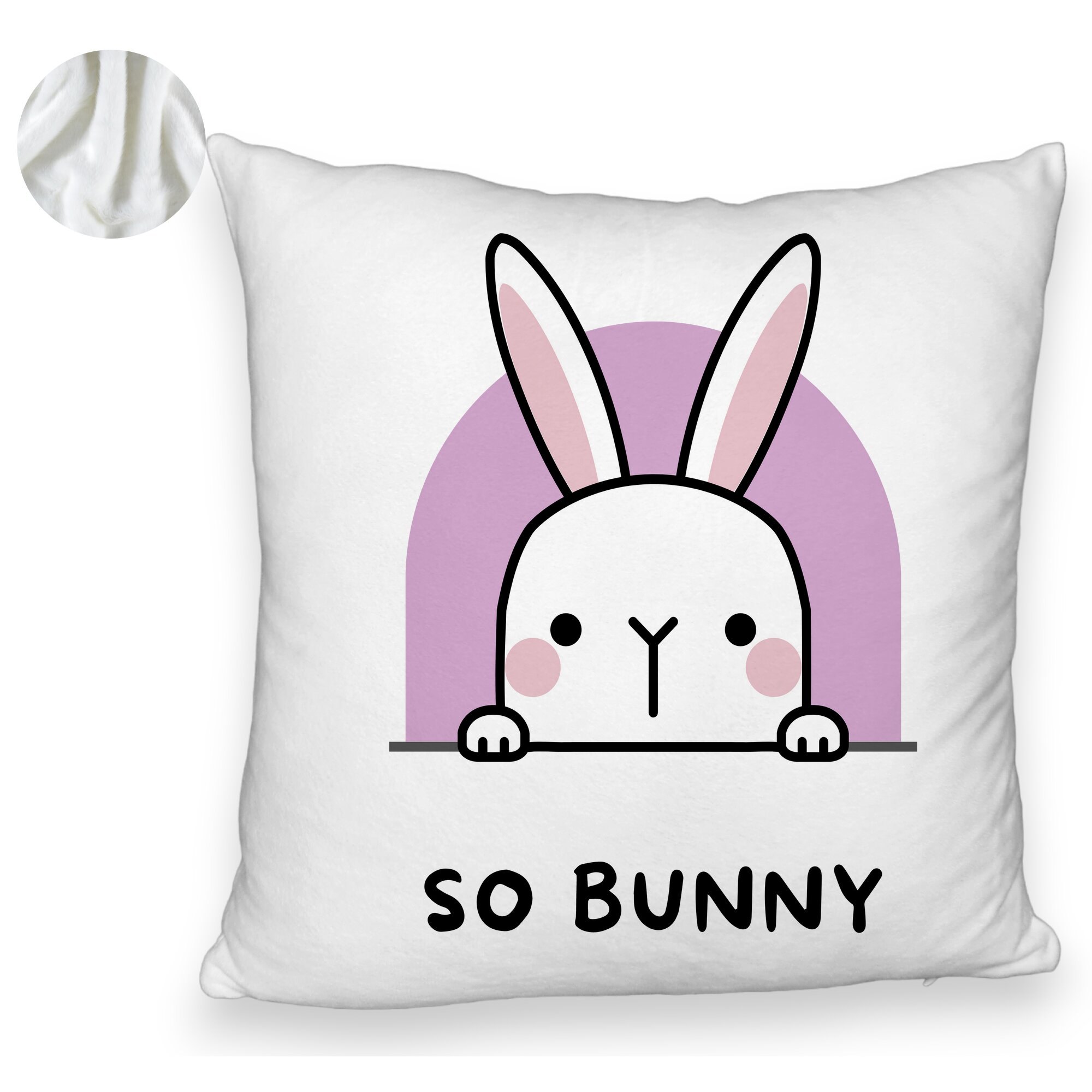Perna Decorativa Fluffy, Model So Bunny, 40x40 cm, Alba, Husa Detasabila, Burduf 6 Model So Bunny