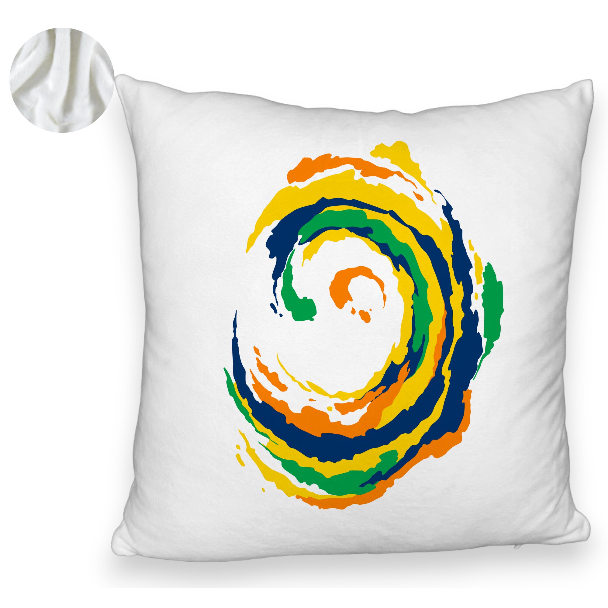 Perna Decorativa Fluffy, Model Spirala, MuIicolor, 40x40 cm, Alba, Husa Detasabila, Burduf 6 Model Spirala