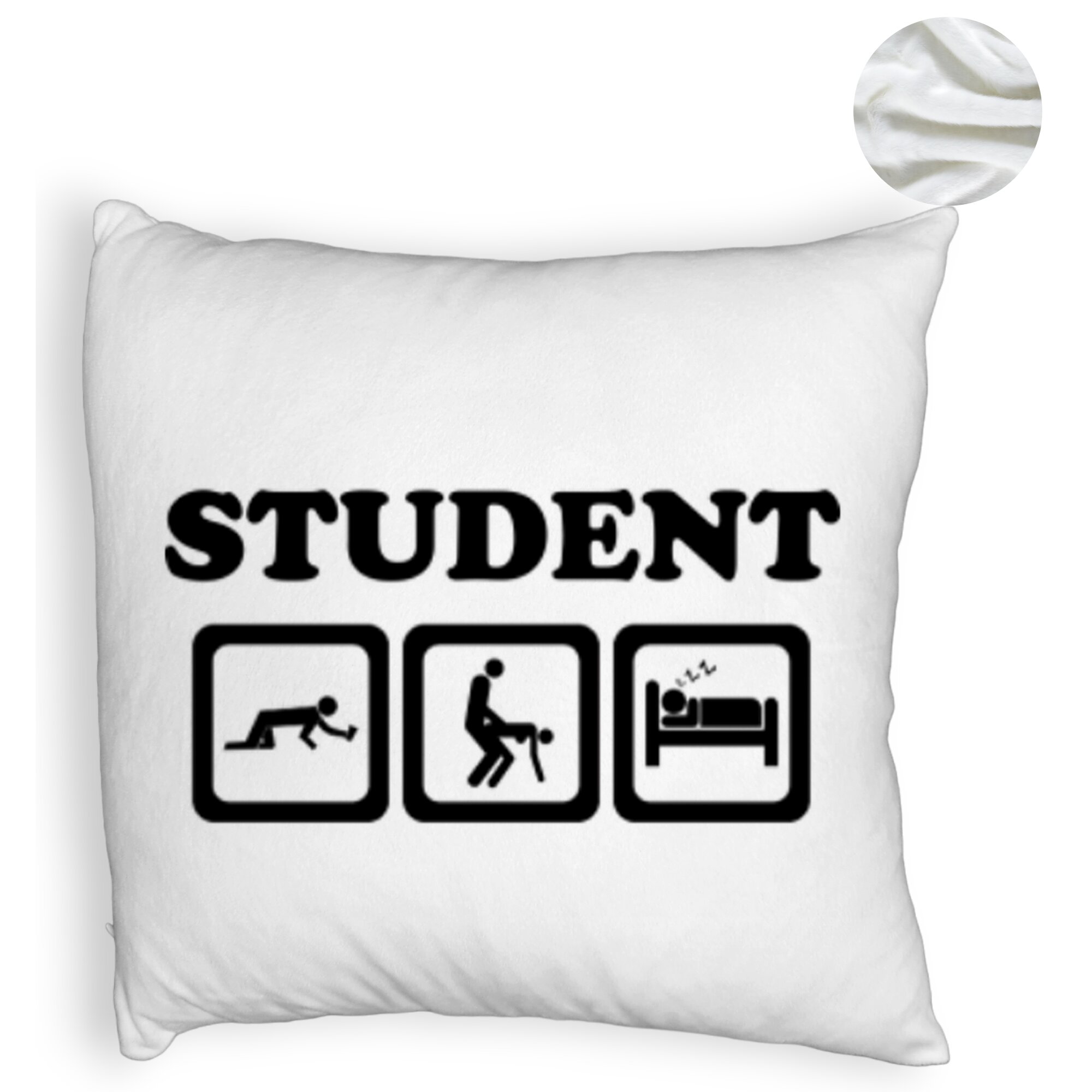 Perna Decorativa Fluffy, Model Student, 40x40 cm, Alba, Husa Detasabila, Burduf 6 Model Student