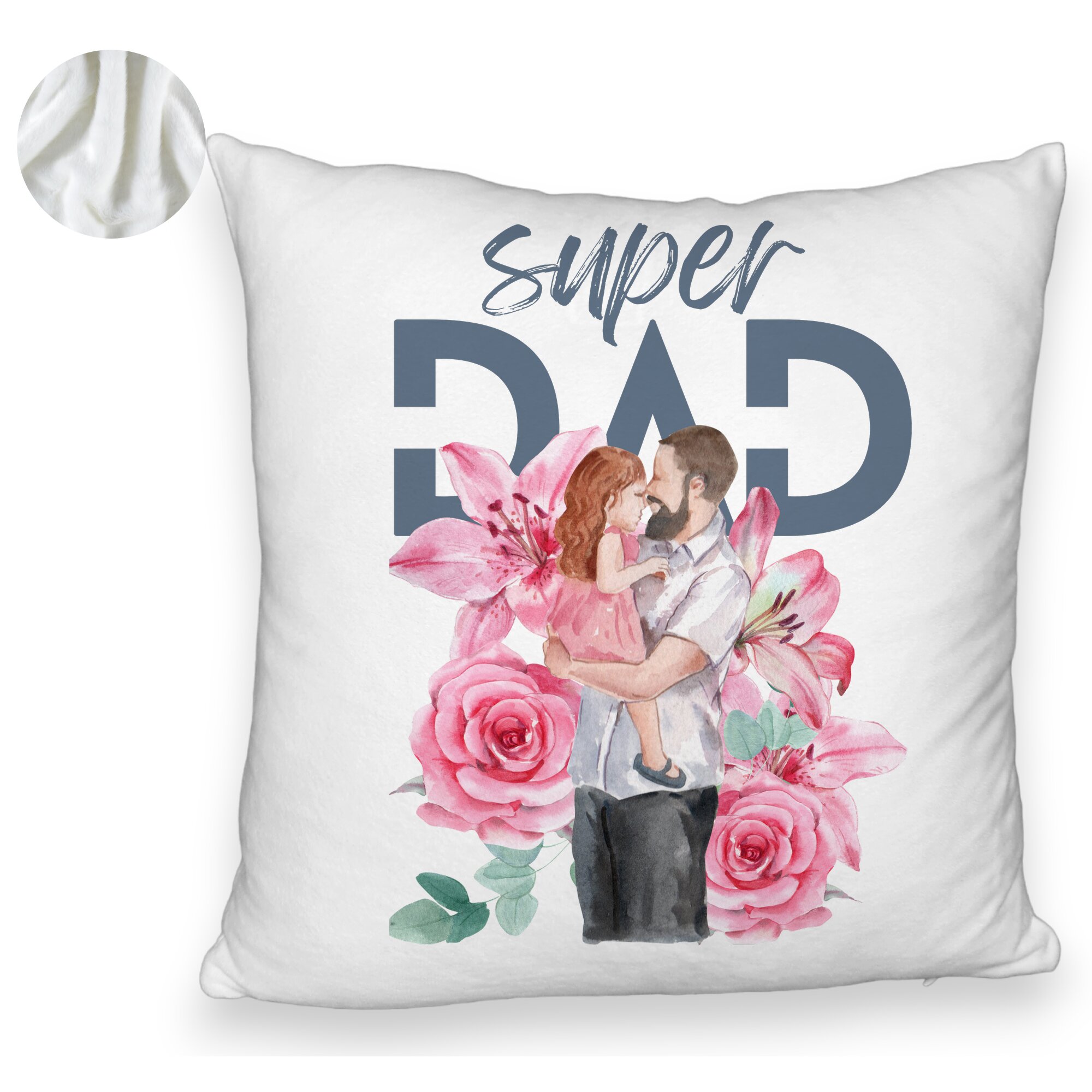 Perna Decorativa Fluffy, Model Super DAD Fetite, 40x40 cm, Alba, Husa Detasabila, Burduf 5 Perna Decorativa Fluffy