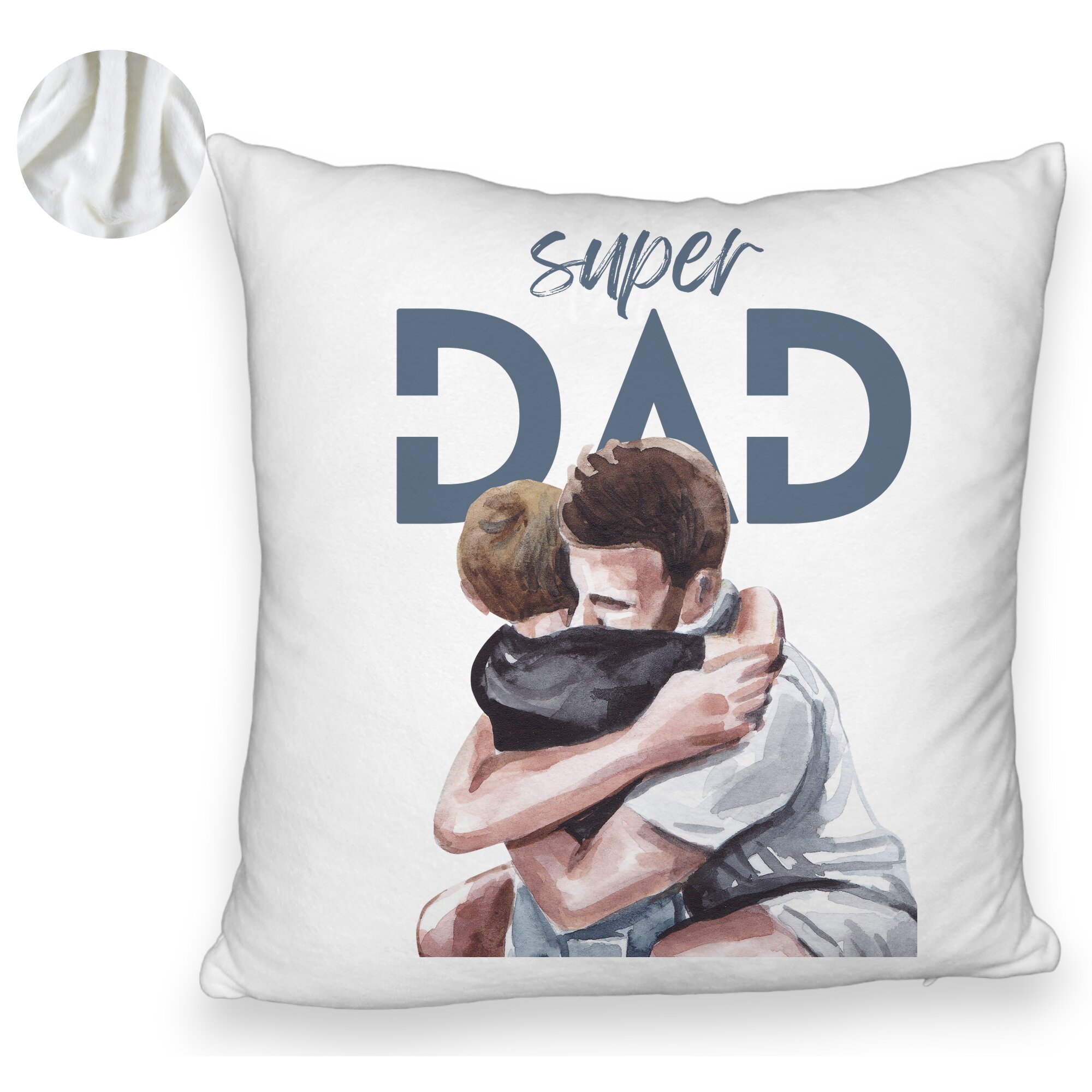 Perna Decorativa Fluffy, Model Super Dad Baieti, 40x40 cm, Alba, Husa Detasabila, Burduf 5 Perna Decorativa Fluffy
