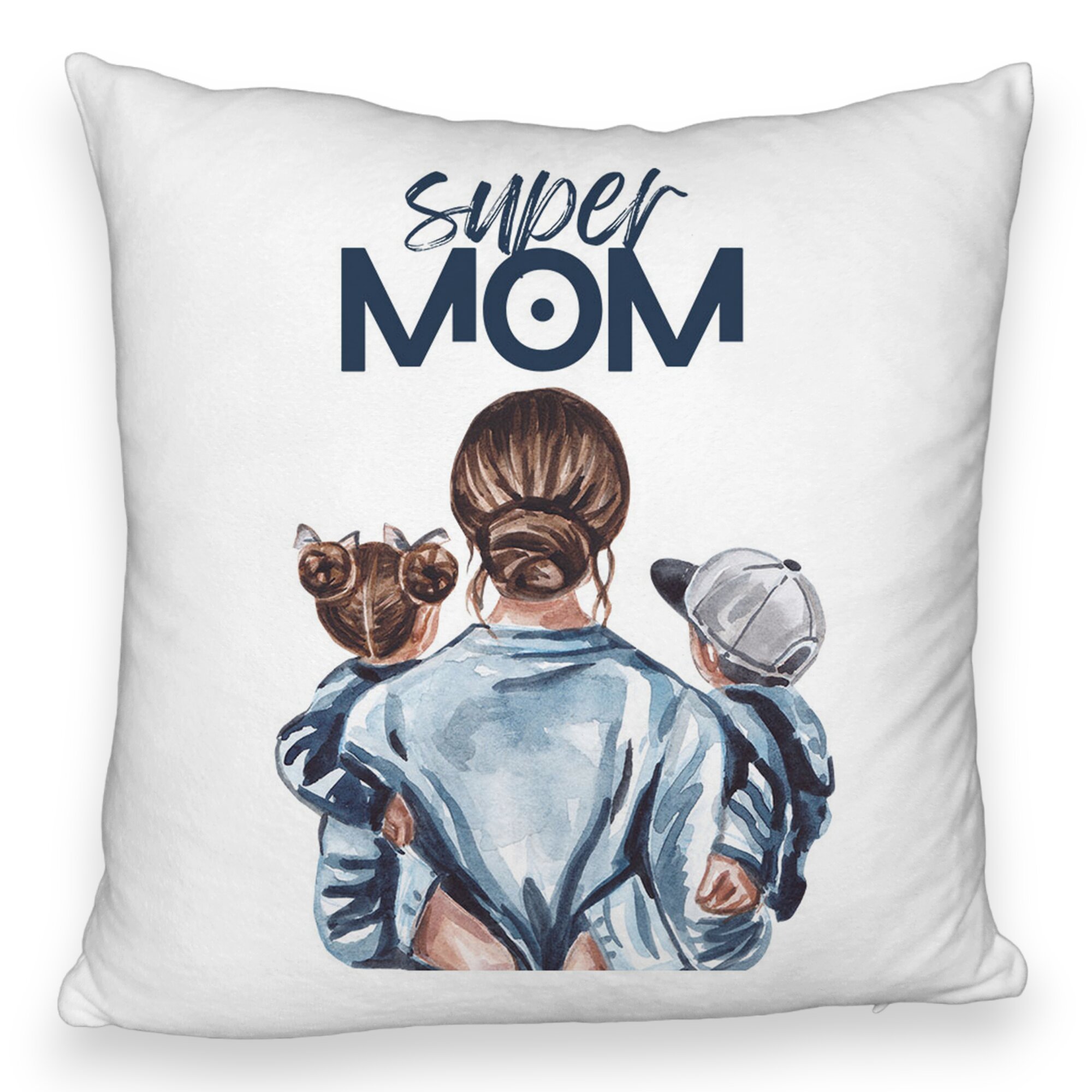 Perna Decorativa Fluffy, Model Super Mom, 40x40 cm, Alba, Husa Detasabila, Burduf 6 Model Super Mom