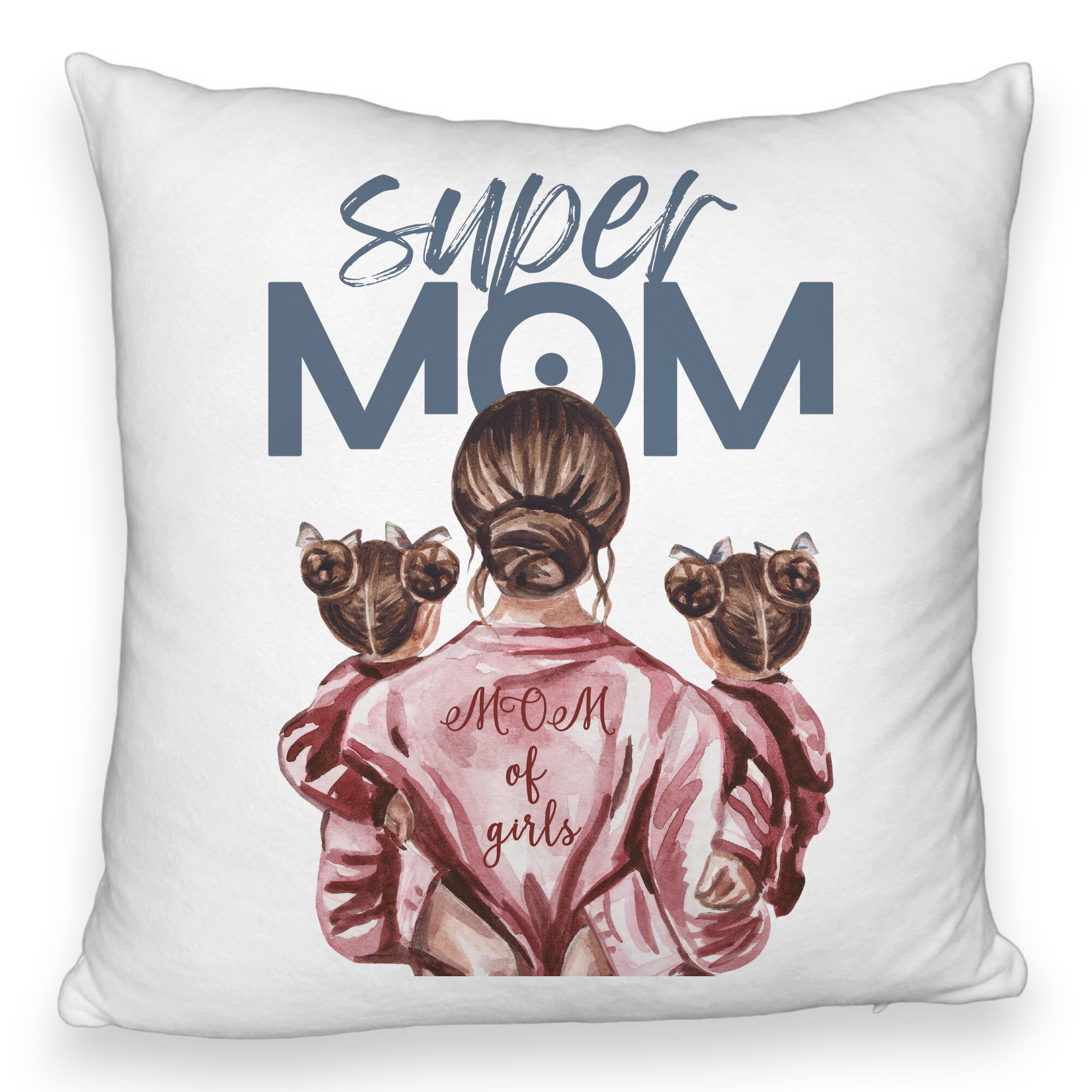 Perna Decorativa Fluffy, Model Super Mom of Girls, 40x40 cm, Alba, Husa Detasabila, Burduf 6 Model Super Mom of Girls