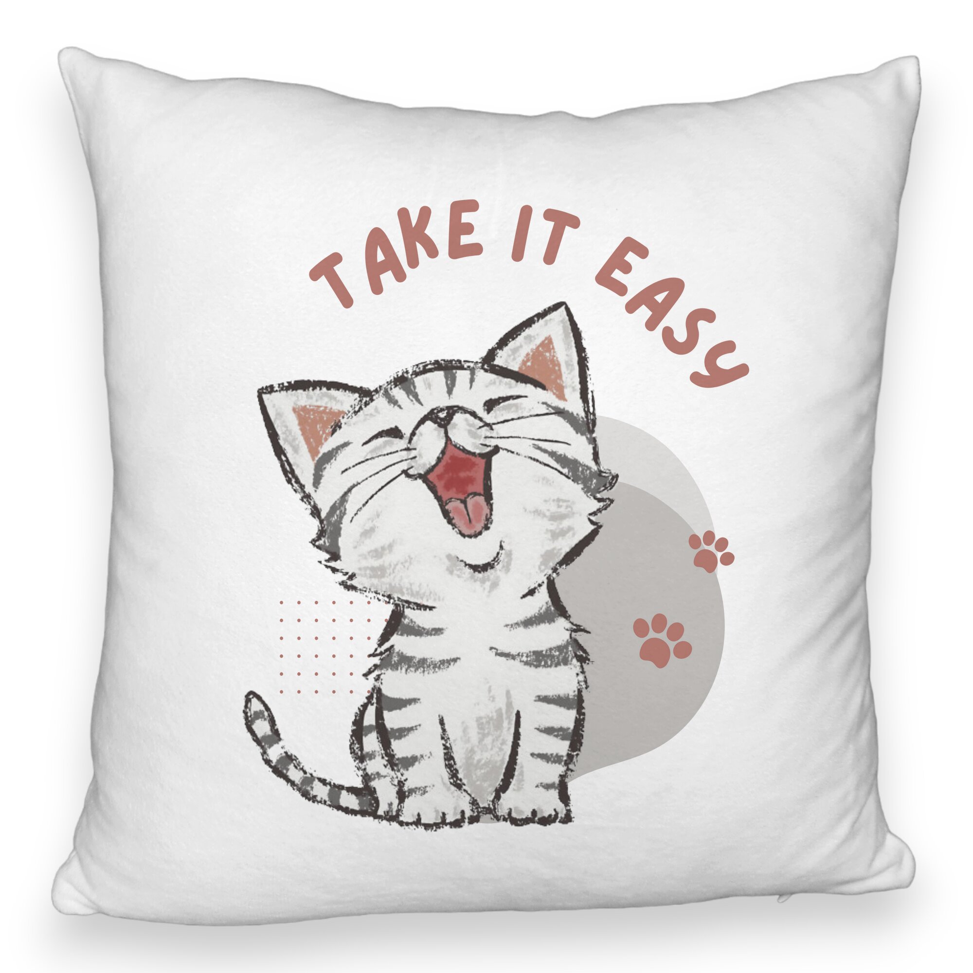 Perna Decorativa Fluffy, Model Take it Easy, 40x40 cm, Alba, Husa Detasabila, Burduf 5 Perna Decorativa Fluffy