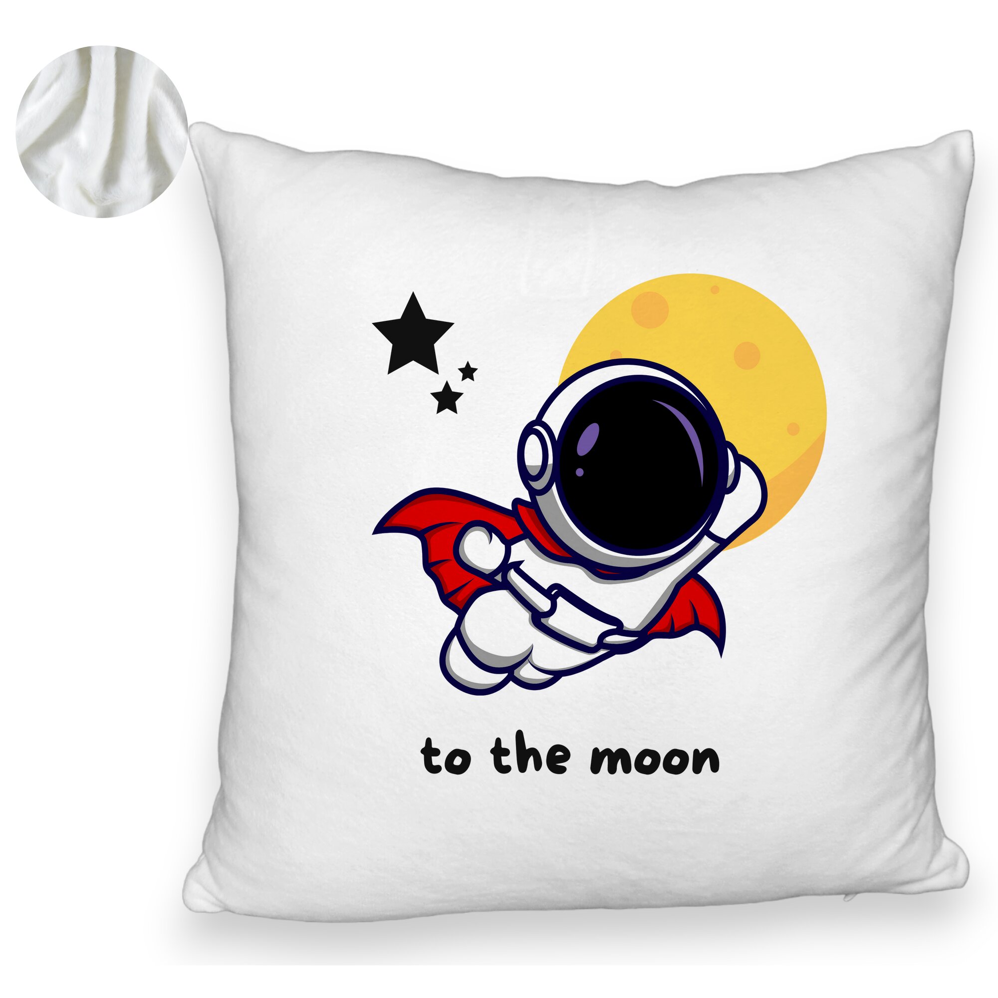 Perna Decorativa Fluffy, Model To the Moon, 40x40 cm, Alba, Husa Detasabila, Burduf 6 Model To the Moon