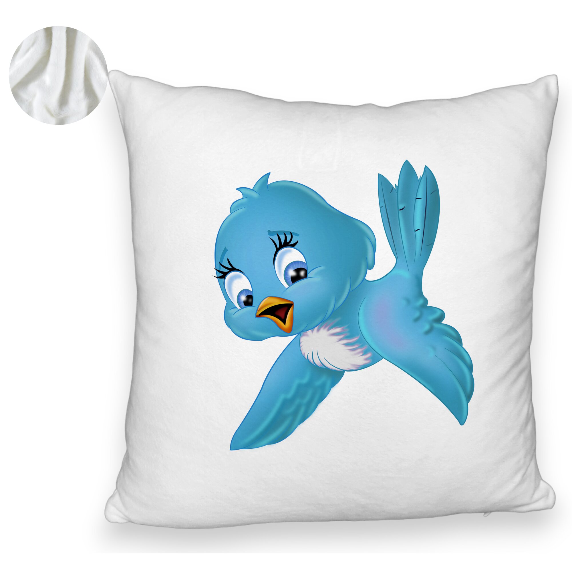 Perna Decorativa Fluffy, Model TweetTweet, 40x40 cm, Alba, Husa Detasabila, Burduf 6 Model TweetTweet