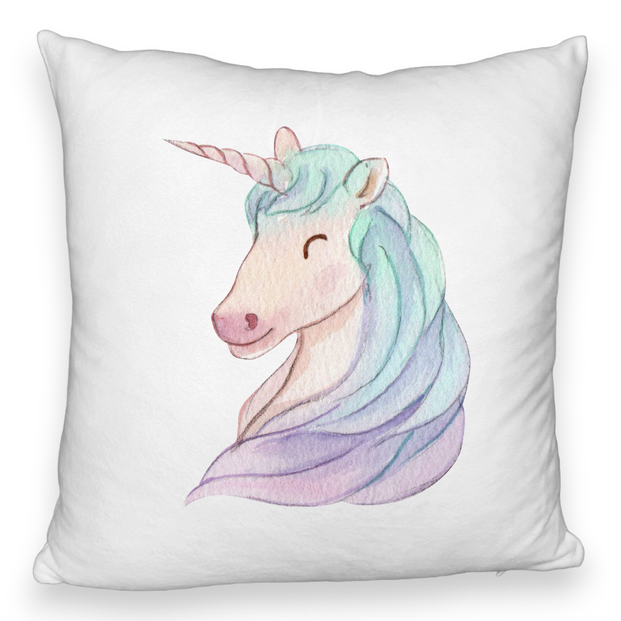 Perna Decorativa Fluffy, Model Unicorns, 40x40 cm, Alba, Husa Detasabila, Burduf 6 Model Unicorns