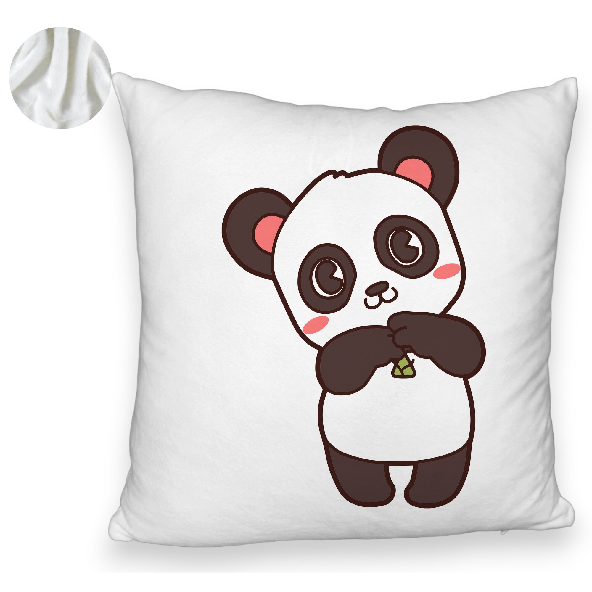 Perna Decorativa Fluffy, Model Urs Panda, 40x40 cm, Alba, Husa Detasabila, Burduf 6 Model Urs Panda