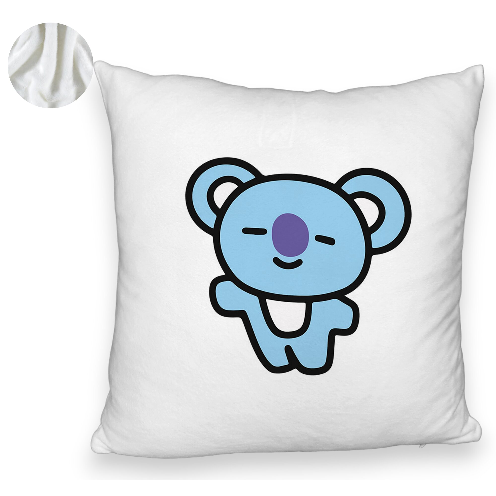 Perna Decorativa Fluffy, Model Ursulet Koala, 40x40 cm, Alba, Husa Detasabila, Burduf 5 Perna Decorativa Fluffy