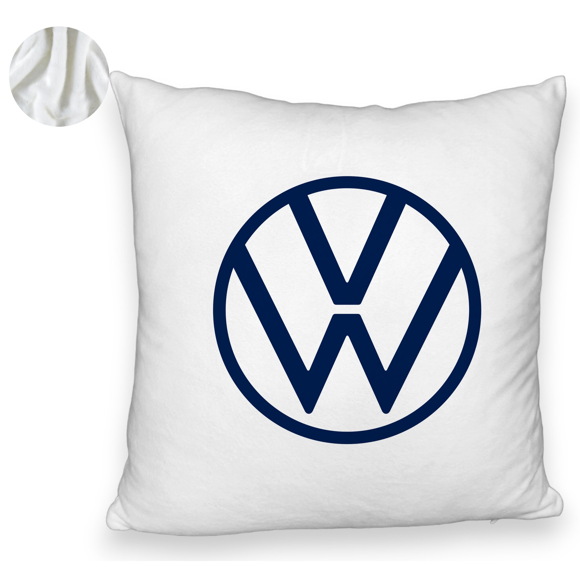 Perna Decorativa Fluffy, Model Volkswagen, 40x40 cm, Alba, Husa Detasabila, Burduf 6 Model Volkswagen