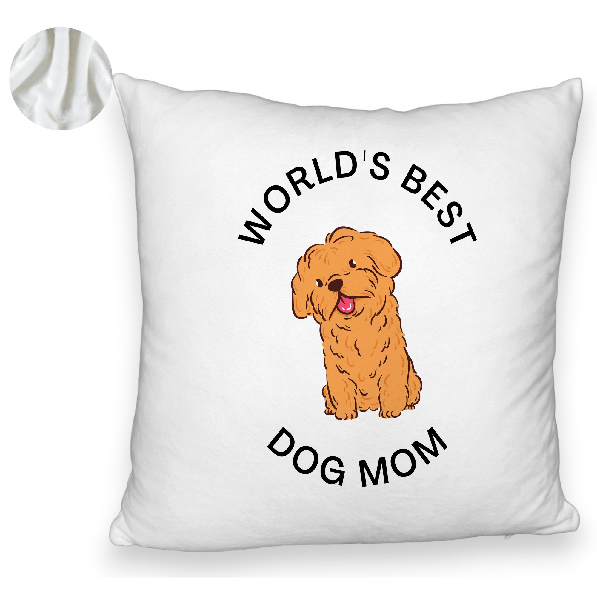 Perna Decorativa Fluffy, Model World's Best Dog Mom, 40x40 cm, Alba, Husa Detasabila, Burduf 6 Model World's Best Dog Mom