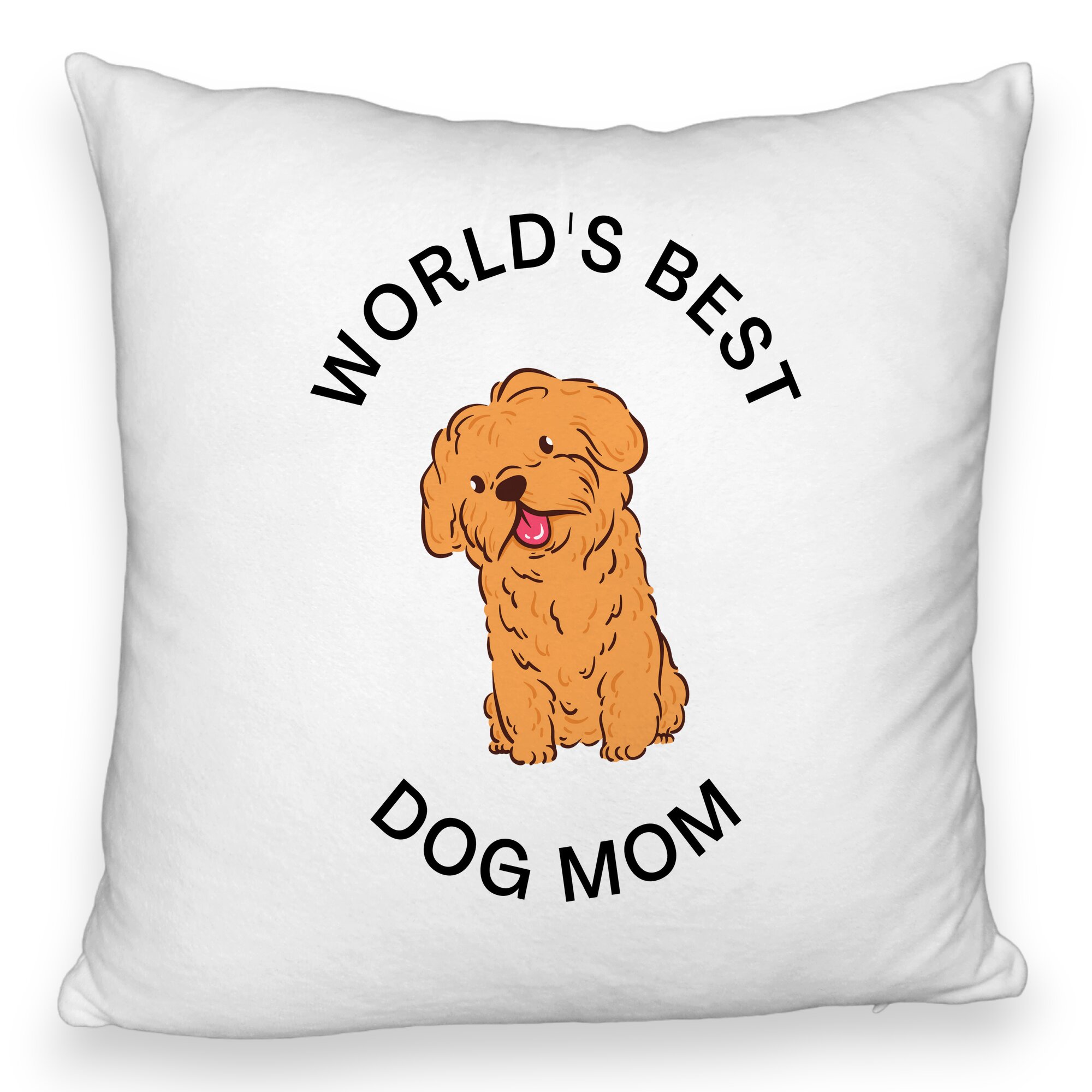 Perna Decorativa Fluffy, Model World's Best Dog Mom, 40x40 cm, Alba, Husa Detasabila, Burduf 5 Perna Decorativa Fluffy