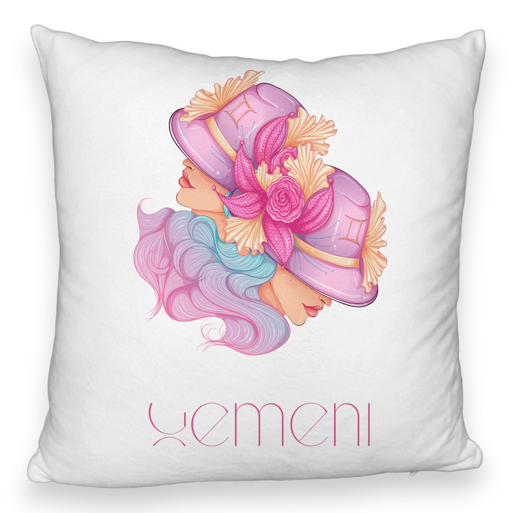 Perna Decorativa Fluffy, Model Zodia Gemeni, 40x40 cm, Alba, Husa Detasabila, Burduf 5 Perna Decorativa Fluffy