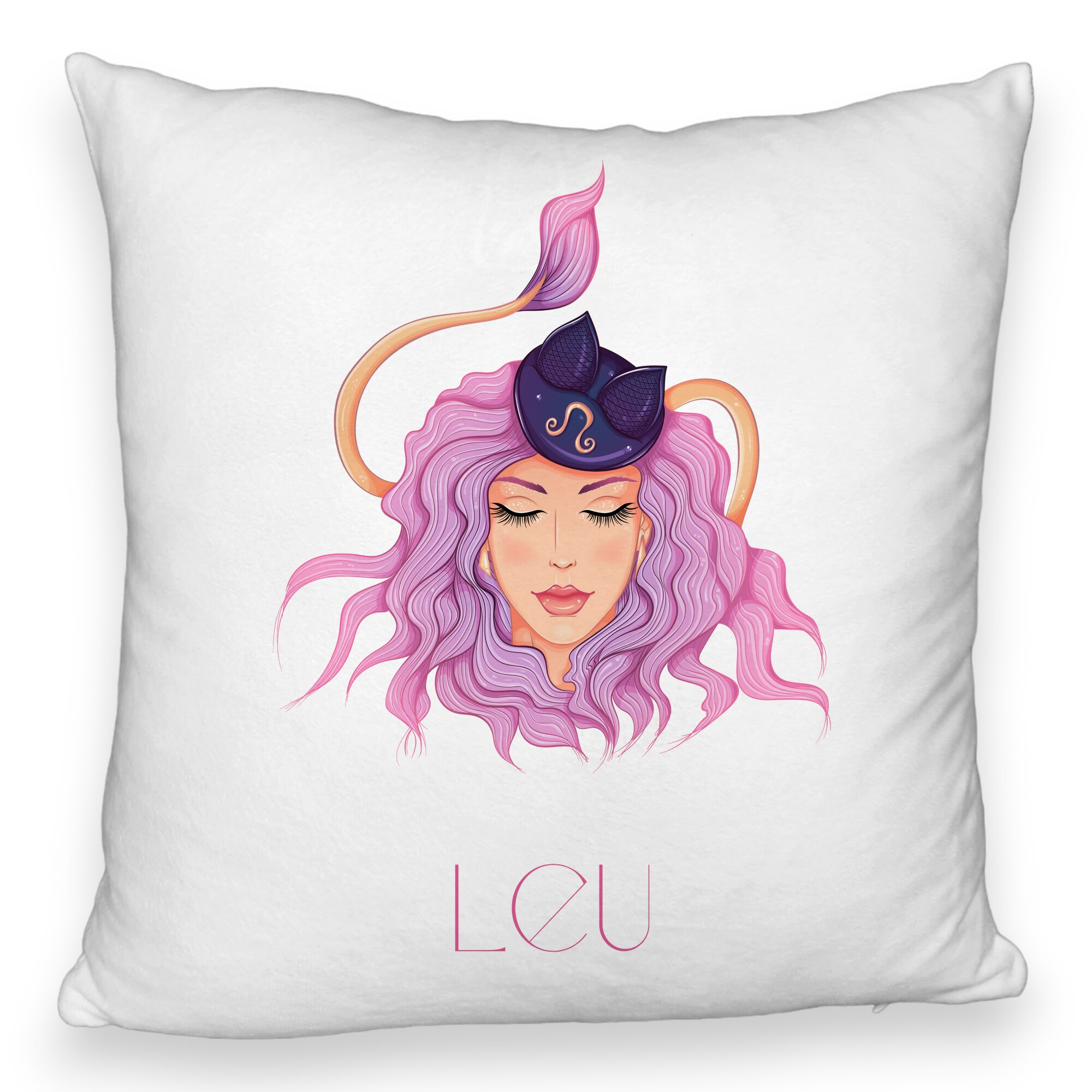 Perna Decorativa Fluffy, Model Zodia Leu, 40x40 cm, Alba, Husa Detasabila, Burduf 5 Perna Decorativa Fluffy