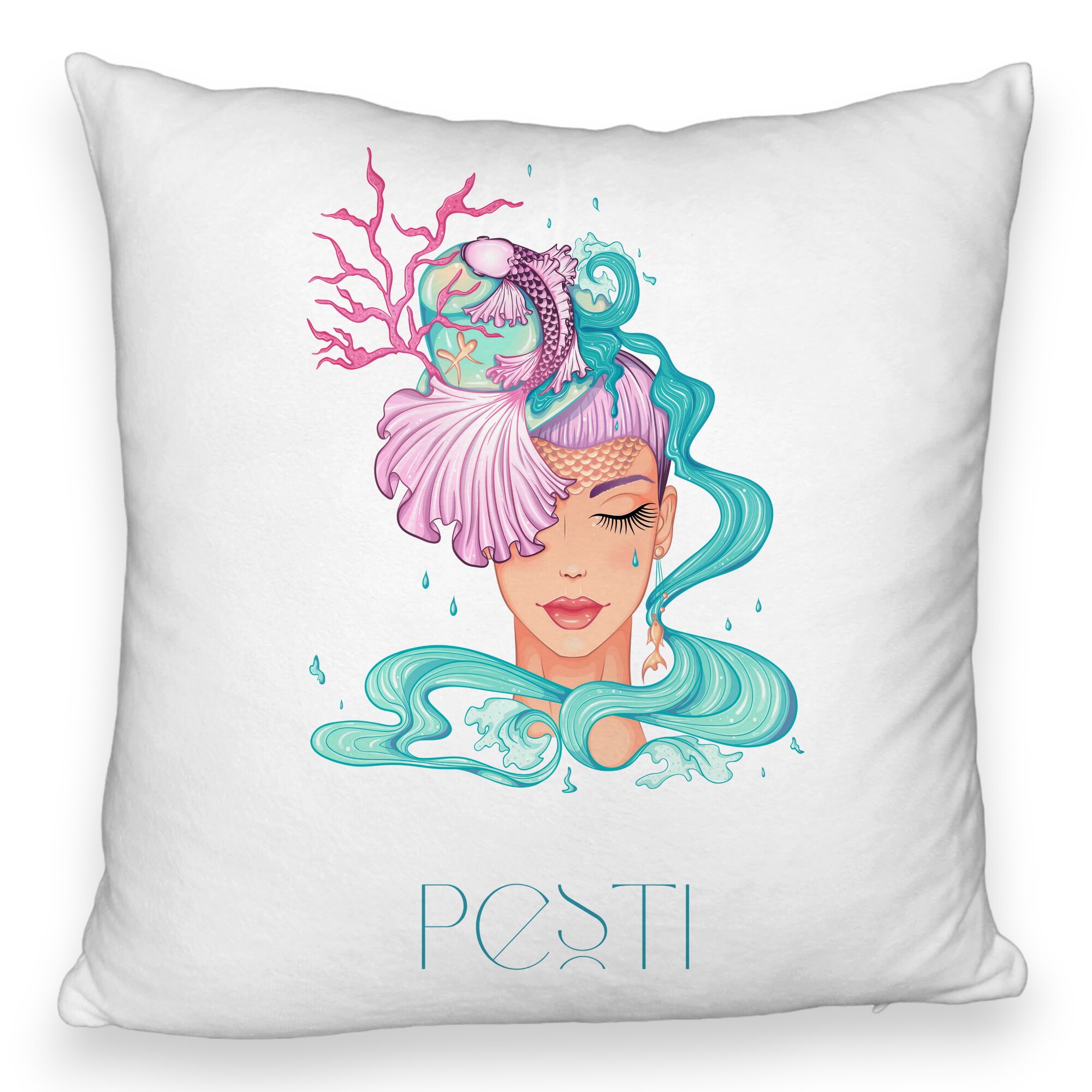 Perna Decorativa Fluffy, Model Zodia Pesti, 40x40 cm, Alba, Husa Detasabila, Burduf 5 Perna Decorativa Fluffy