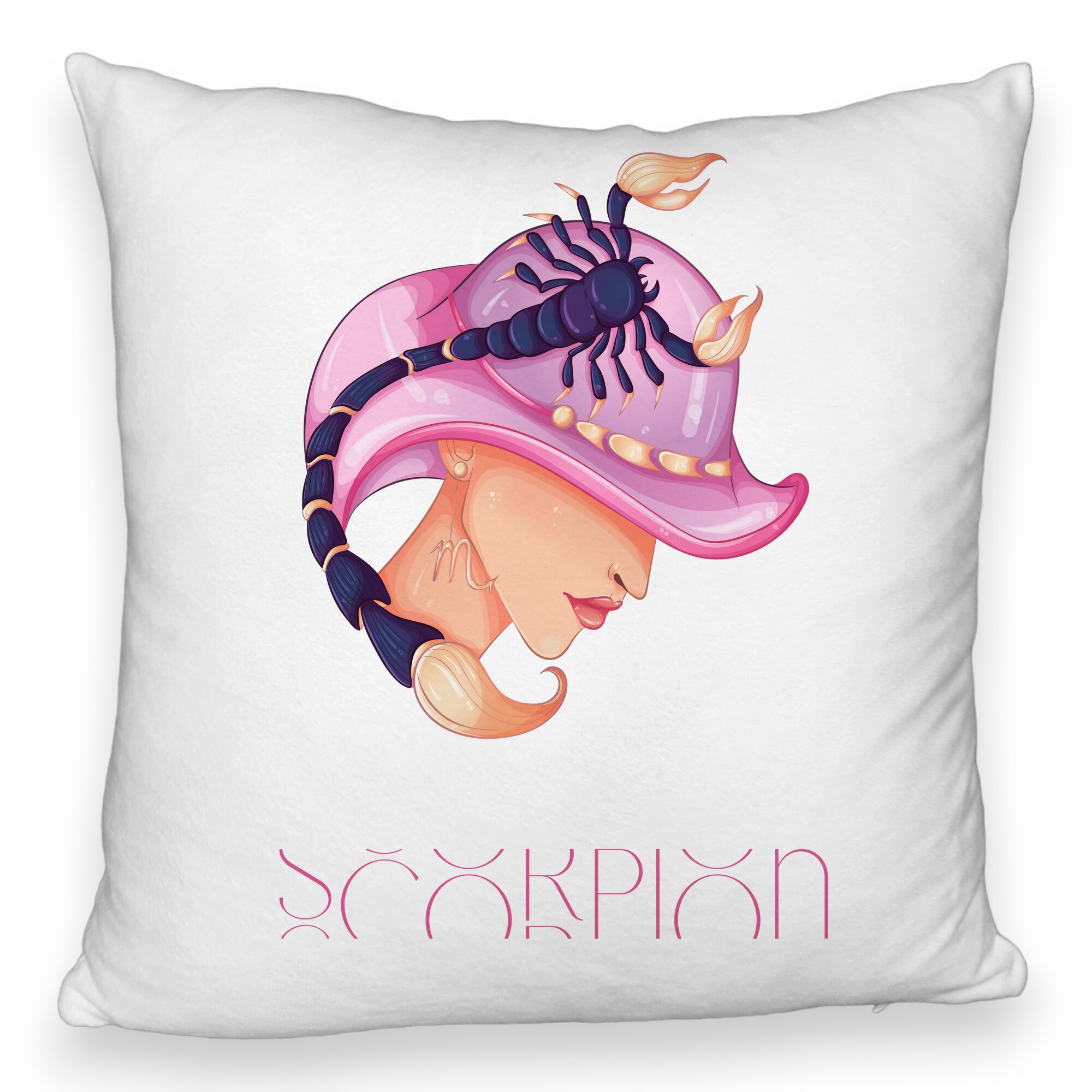 Perna Decorativa Fluffy, Model Zodia Scorpion, 40x40 cm, Alba, Husa Detasabila, Burduf 5 Perna Decorativa Fluffy