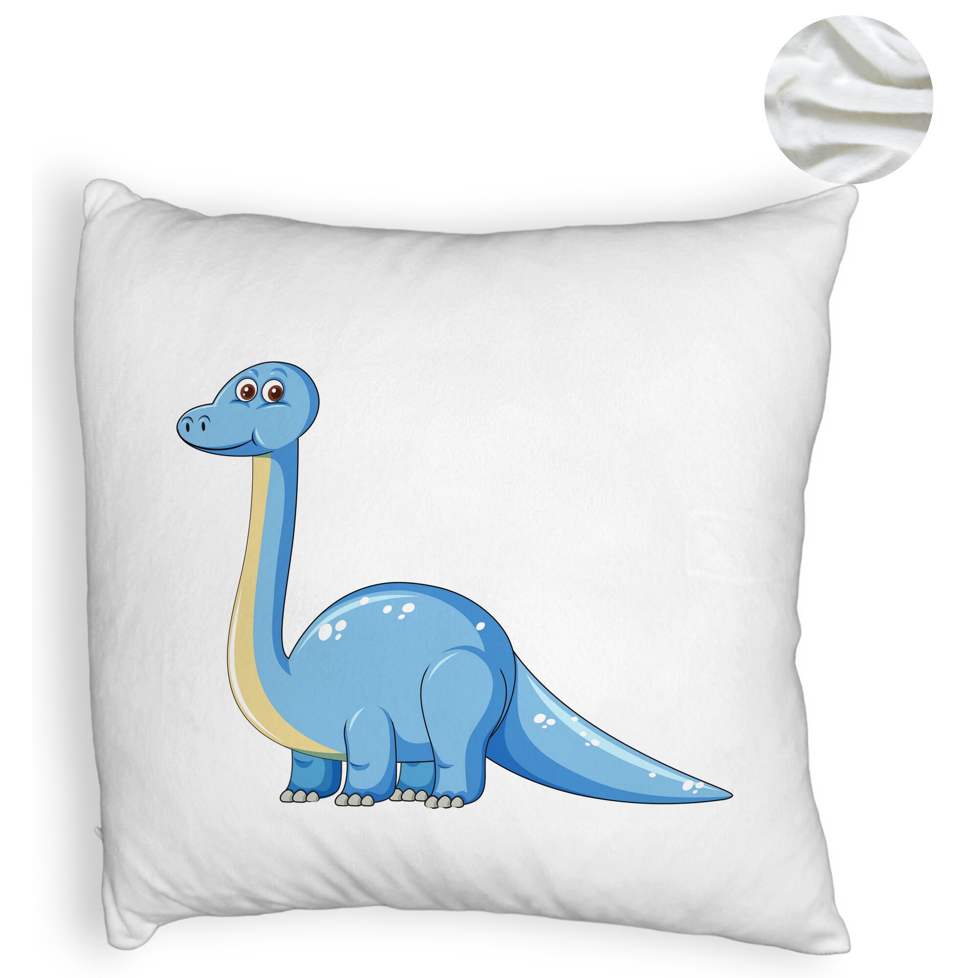 Perna Decorativa Fluffy, Model copii, Blue Dinozaur, 40x40 cm, Alba, Husa Detasabila, Burduf 5 Perna Decorativa Fluffy