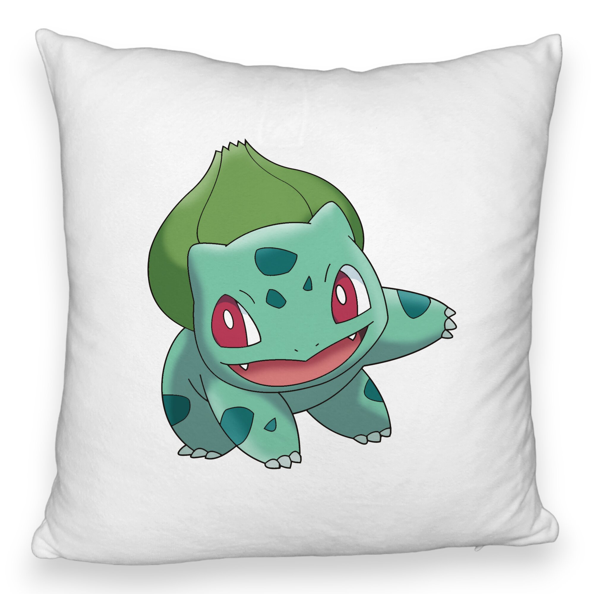 Perna Decorativa Fluffy, Model copii Bulbasaur, 40x40 cm, Alba, Husa Detasabila, Burduf 5 Perna Decorativa Fluffy