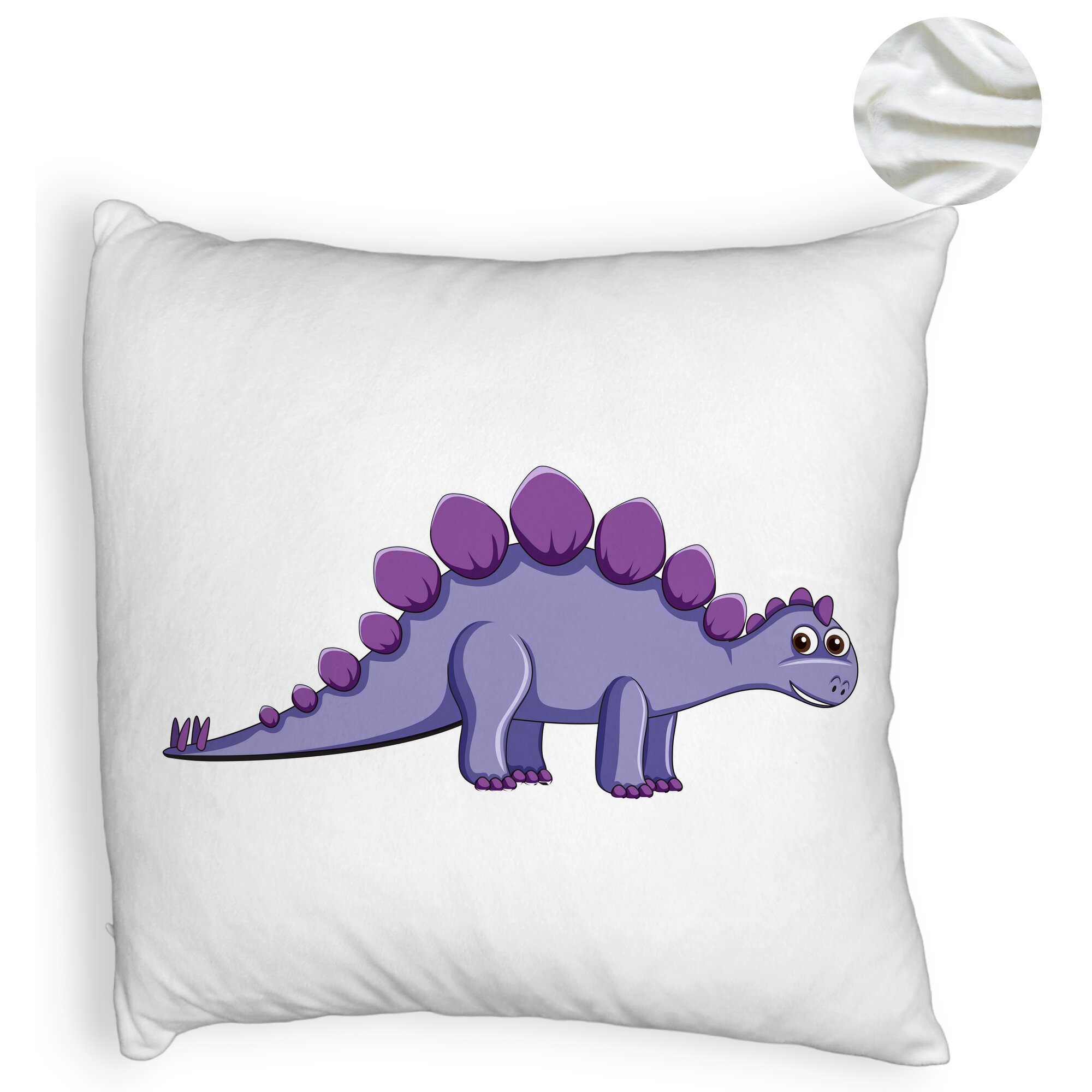 Perna Decorativa Fluffy, Model copii Dinozaur Mov, 40x40 cm, Alba, Husa Detasabila, Burduf 6 Model copii Dinozaur Mov