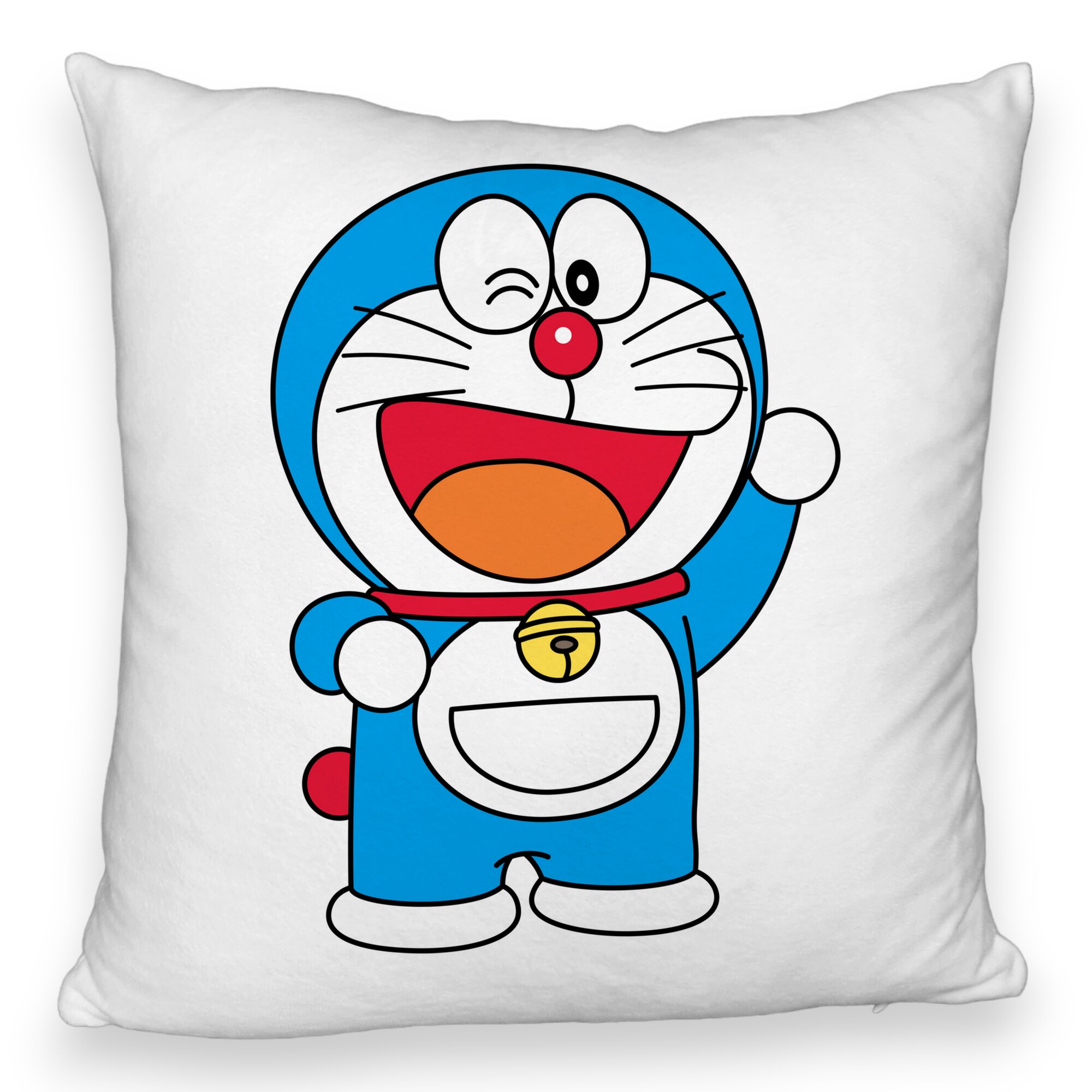 Perna Decorativa Fluffy, Model copii Doraemon, 40x40 cm, Alba, Husa Detasabila, Burduf 5 Perna Decorativa Fluffy