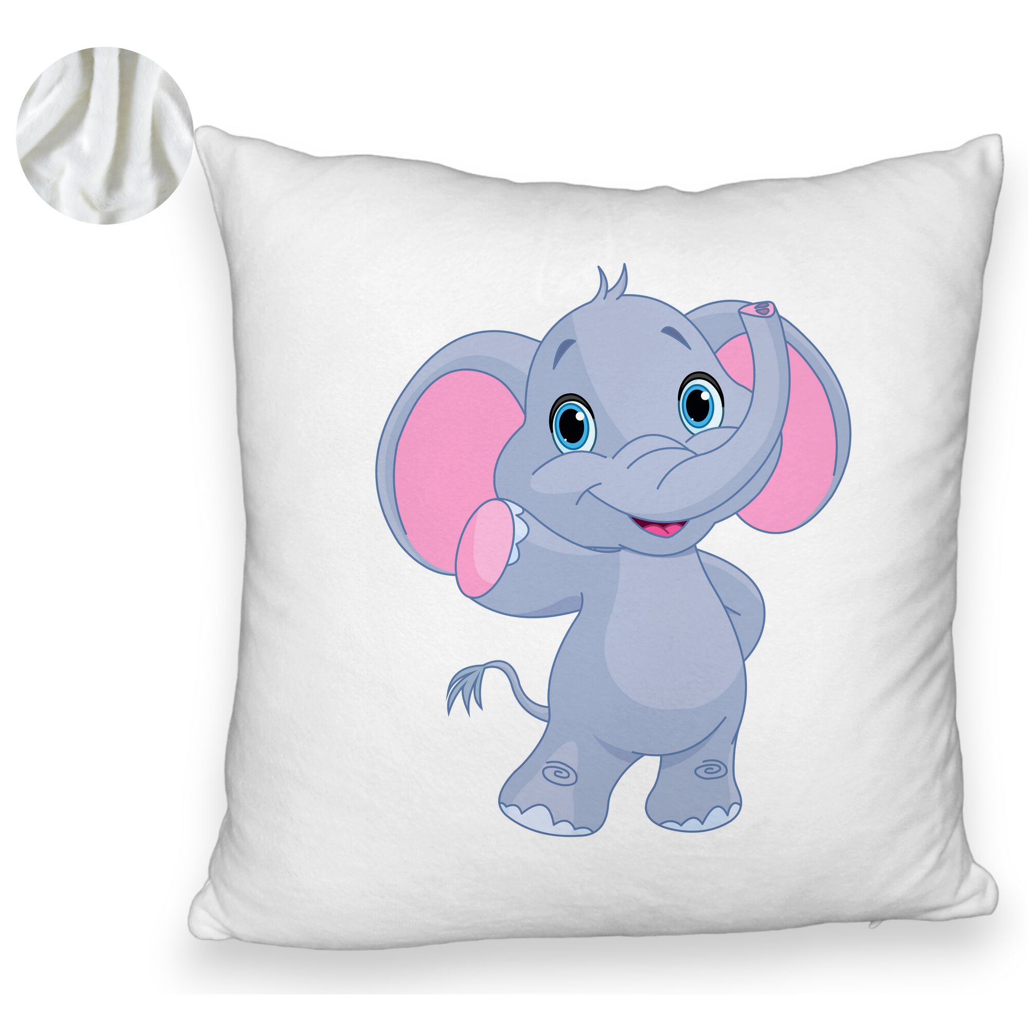 Perna Decorativa Fluffy, Model copii Elefant, 40x40 cm, Alba, Husa Detasabila, Burduf 6 Model copii Elefant