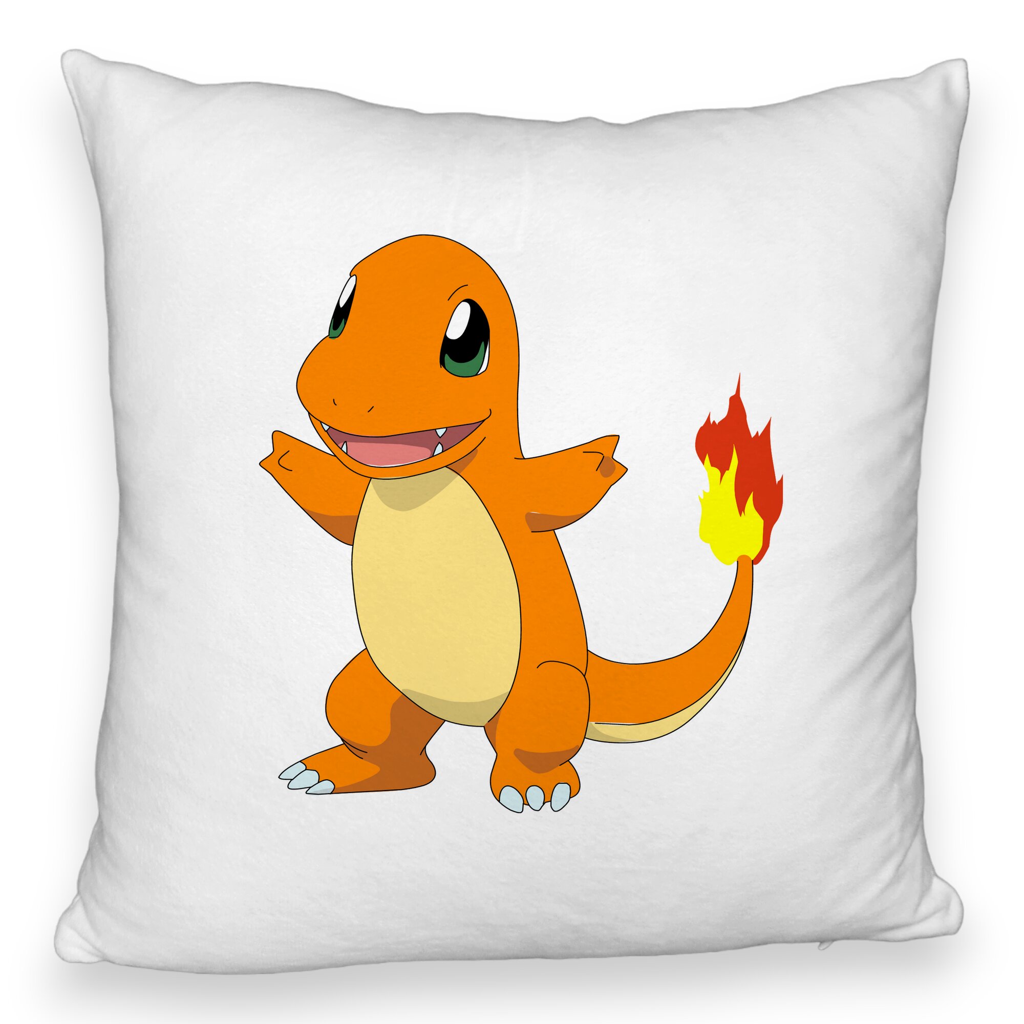 Perna Decorativa Fluffy, Model copii Fire Lizard, 40x40 cm, Alba, Husa Detasabila, Burduf 5 Perna Decorativa Fluffy