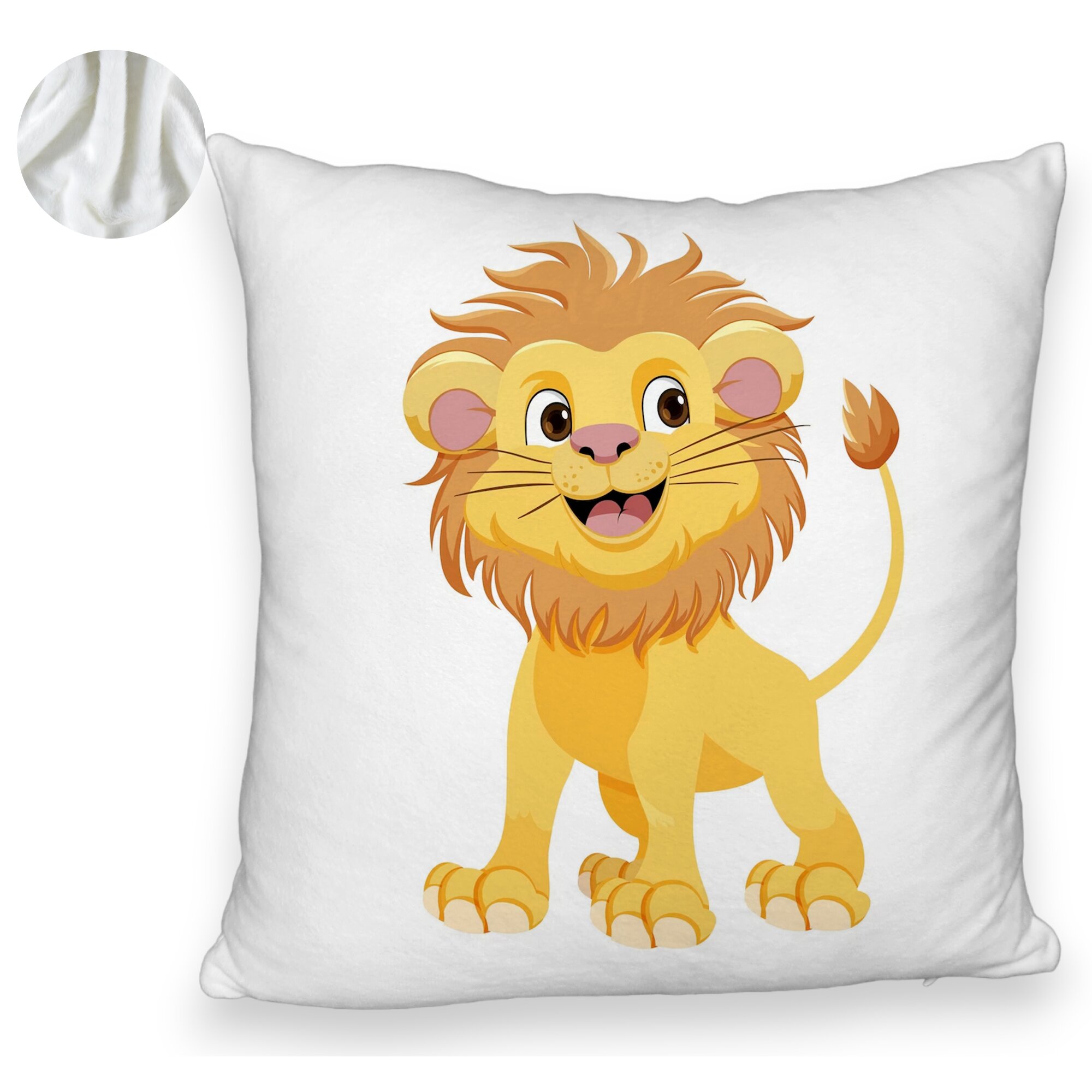 Perna Decorativa Fluffy, Model copii Little Lion, 40x40 cm, Alba, Husa Detasabila, Burduf 6 Model copii Little Lion