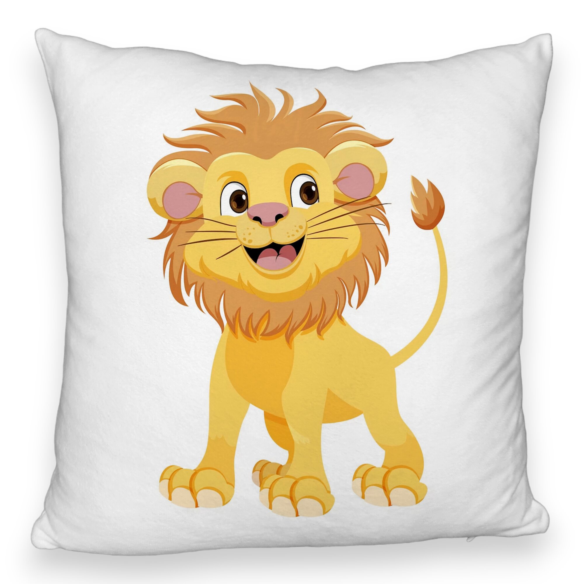 Perna Decorativa Fluffy, Model copii Little Lion, 40x40 cm, Alba, Husa Detasabila, Burduf 5 Perna Decorativa Fluffy