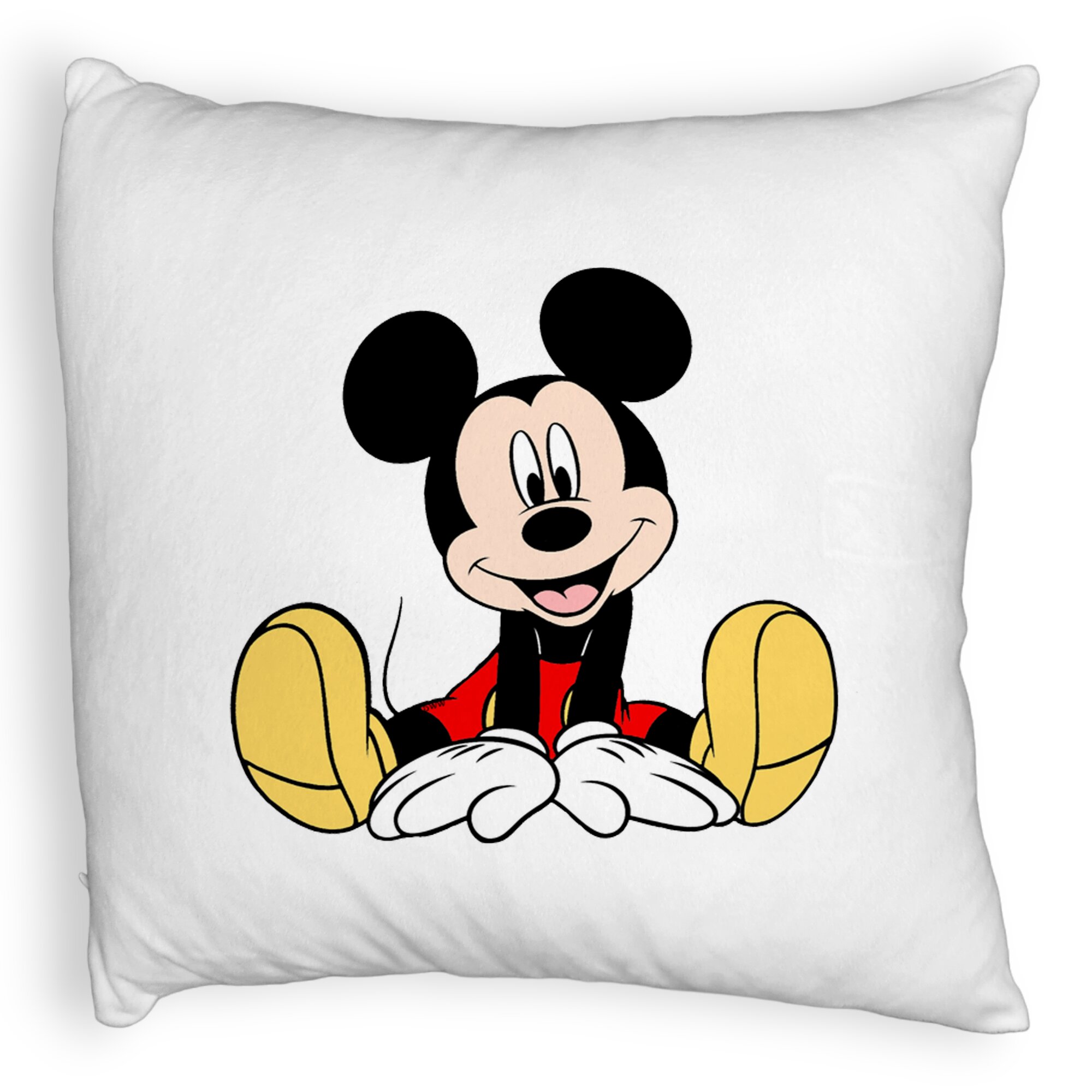 Perna Decorativa Fluffy, Model copii Mickey Mouse, 40x40 cm, Alba, Husa Detasabila, Burduf 5 Perna Decorativa Fluffy