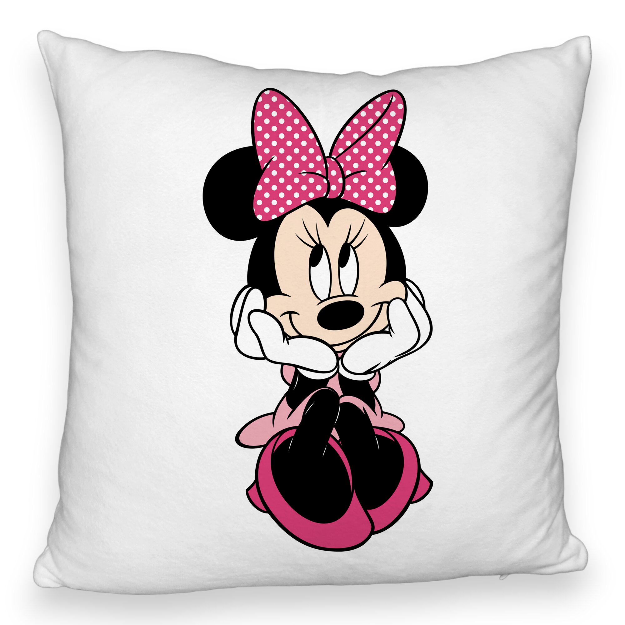 Perna Decorativa Fluffy, Model copii Minnie Mouse, 40x40 cm, Alba, Husa Detasabila, Burduf 5 Perna Decorativa Fluffy