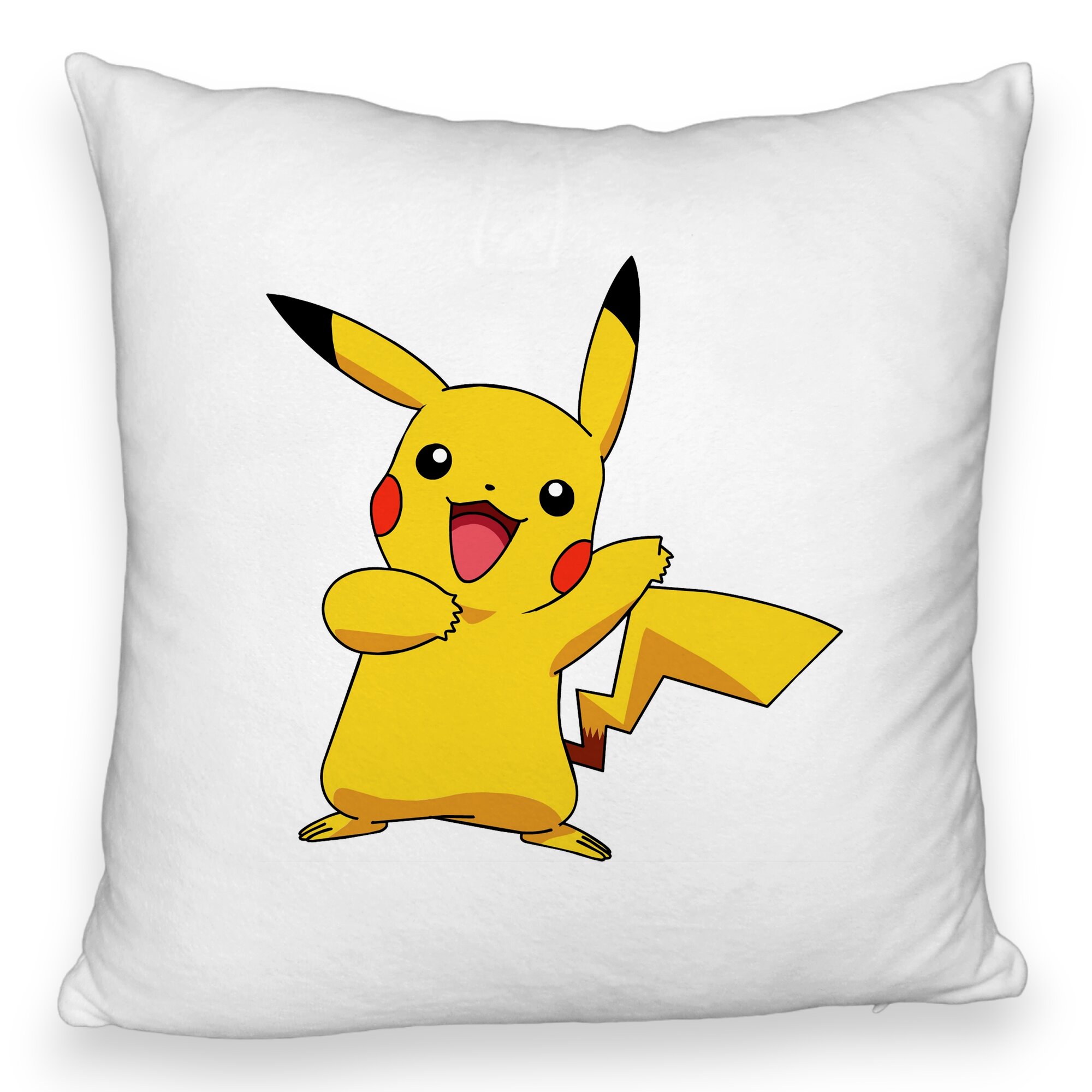 Perna Decorativa Fluffy, Model copii Pikachu, 40x40 cm, Alba, Husa Detasabila, Burduf 5 Perna Decorativa Fluffy