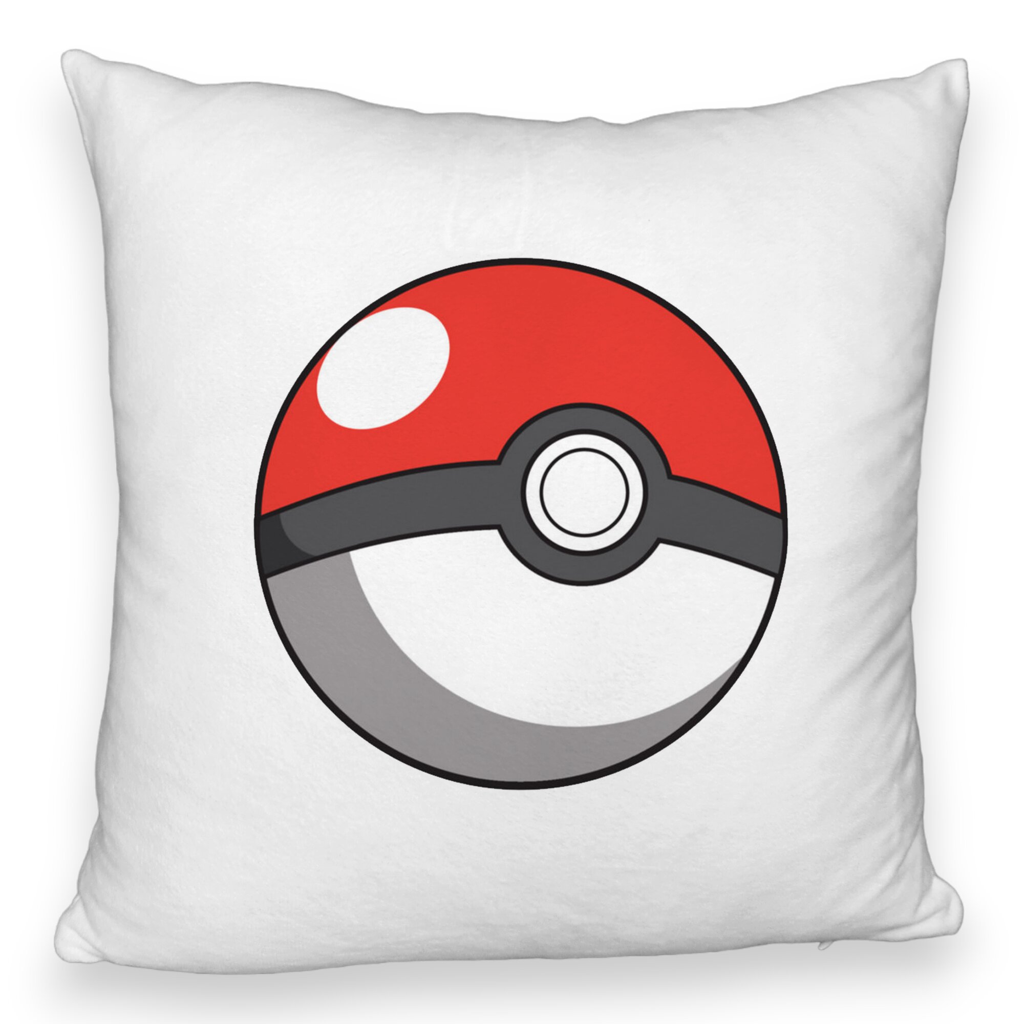 Perna Decorativa Fluffy, Model copii Pokeball, 40x40 cm, Alba, Husa Detasabila, Burduf 5 Perna Decorativa Fluffy