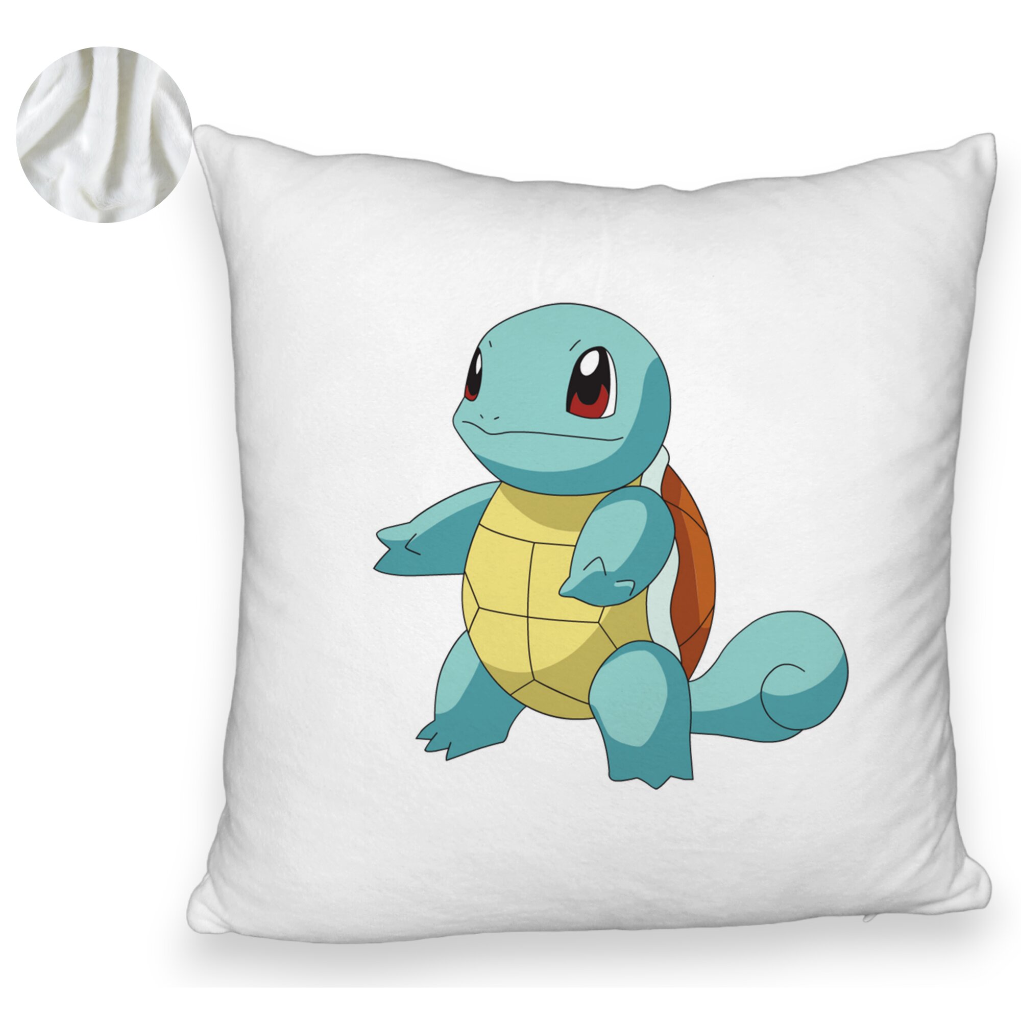 Perna Decorativa Fluffy, Model copii Squirtle, 40x40 cm, Alba, Husa Detasabila, Burduf 6 Model copii Squirtle