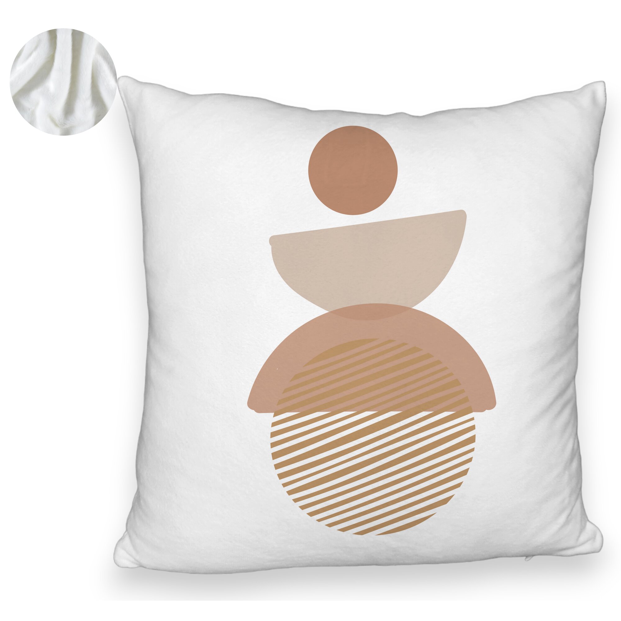 Perna Decorativa Fluffy, Model cu ModeI Abstract Creativ 1, 40x40 cm, Alba, Husa Detasabila, Burduf 6 Model cu ModeI Abstract Creativ 1