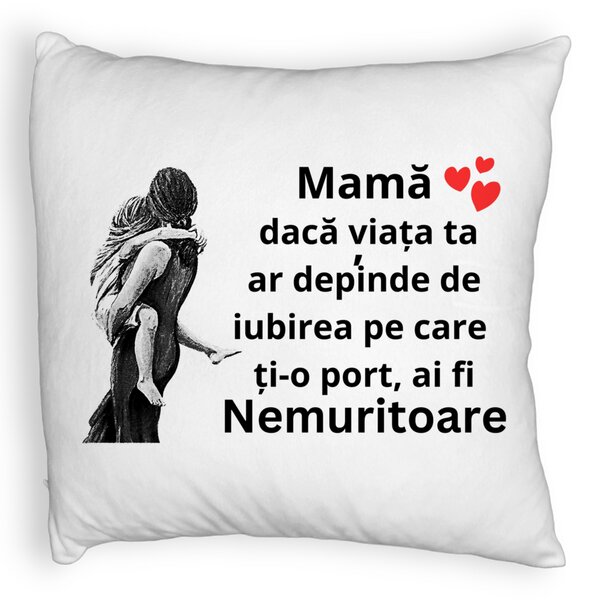 Perna Decorativa Fluffy, Model pentru Mama 2, 40x40 cm, Alba, Husa Detasabila, Burduf 5 Perna Decorativa Fluffy