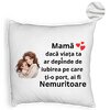 Perna Decorativa Fluffy, Model pentru Mama 6, 40x40 cm, Alba, Husa Detasabila, Burduf 8 Model pentru Mama 6