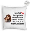 Perna Decorativa Fluffy, Model pentru Mama 8, 40x40 cm, Alba, Husa Detasabila, Burduf 8 Model pentru Mama 8