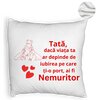 Perna Decorativa Fluffy, Model pentru Tata 2, 40x40 cm, Alba, Husa Detasabila, Burduf 8 Model pentru Tata 2