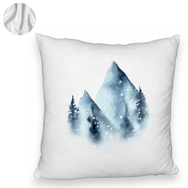 Perna Decorativa Fluffy Peisaj de Iarna, 40x40 cm, Alba, Husa Detasabila, Burduf 6 40x40 cm