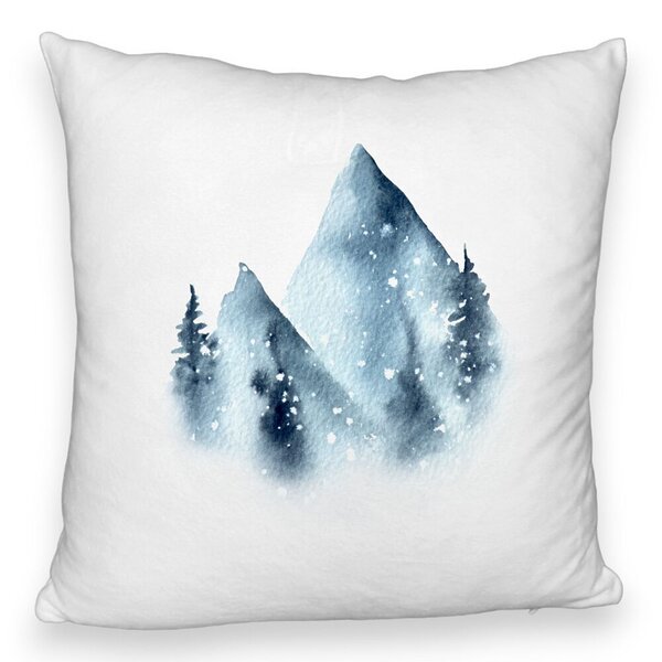 Perna Decorativa Fluffy Peisaj de Iarna, 40x40 cm, Alba, Husa Detasabila, Burduf 5 Perna Decorativa Fluffy Peisaj de Iarna